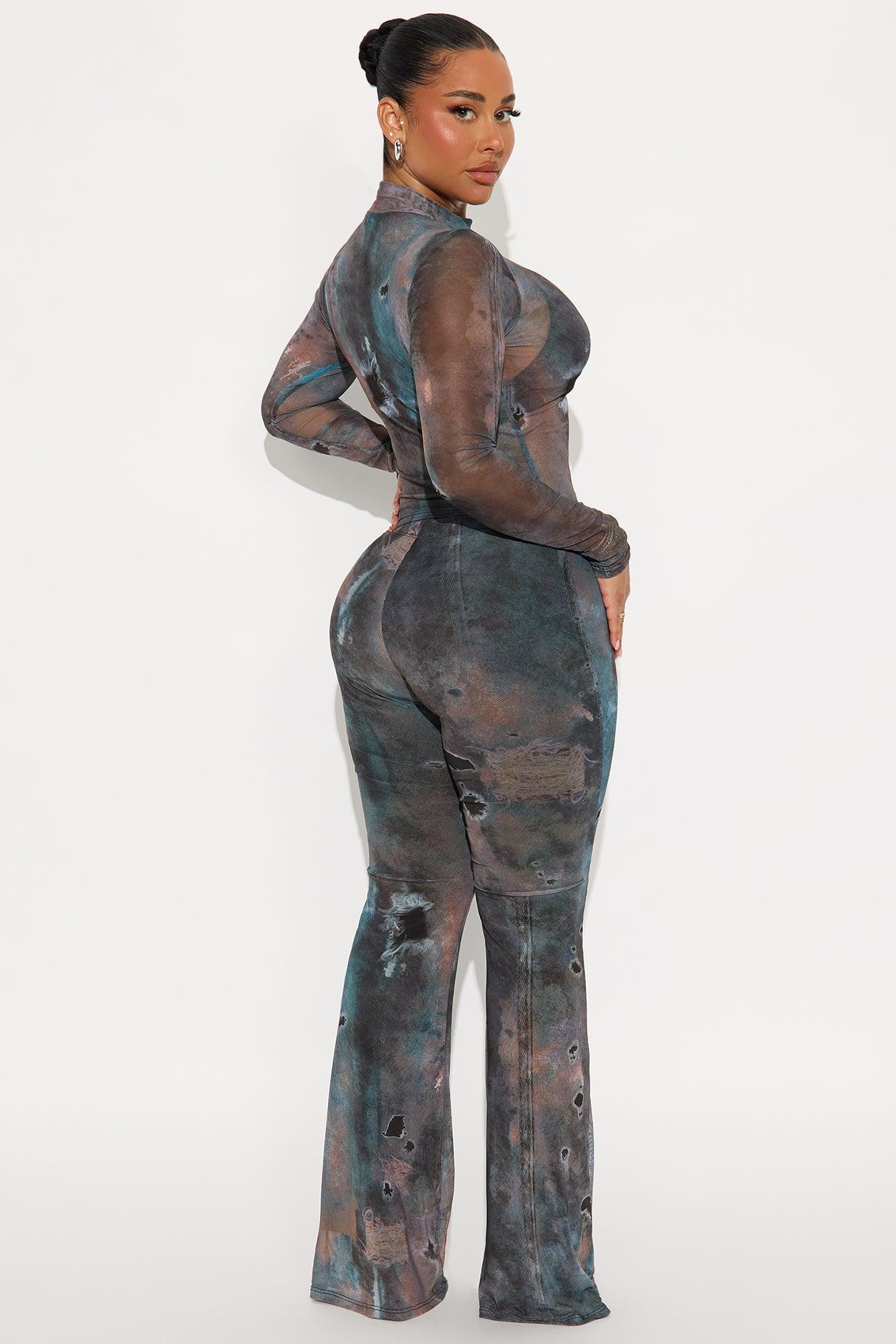 Taking Shots Mesh Pant Set - Charcoal/combo Female Product Image