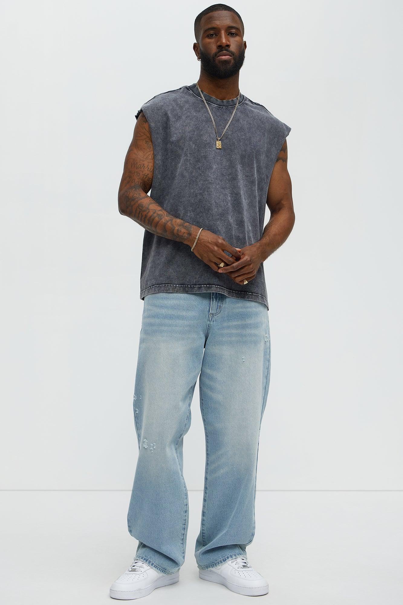 Relaxed Vintage Wash Heavyweight Muscle Tee - Black Wash Male Product Image