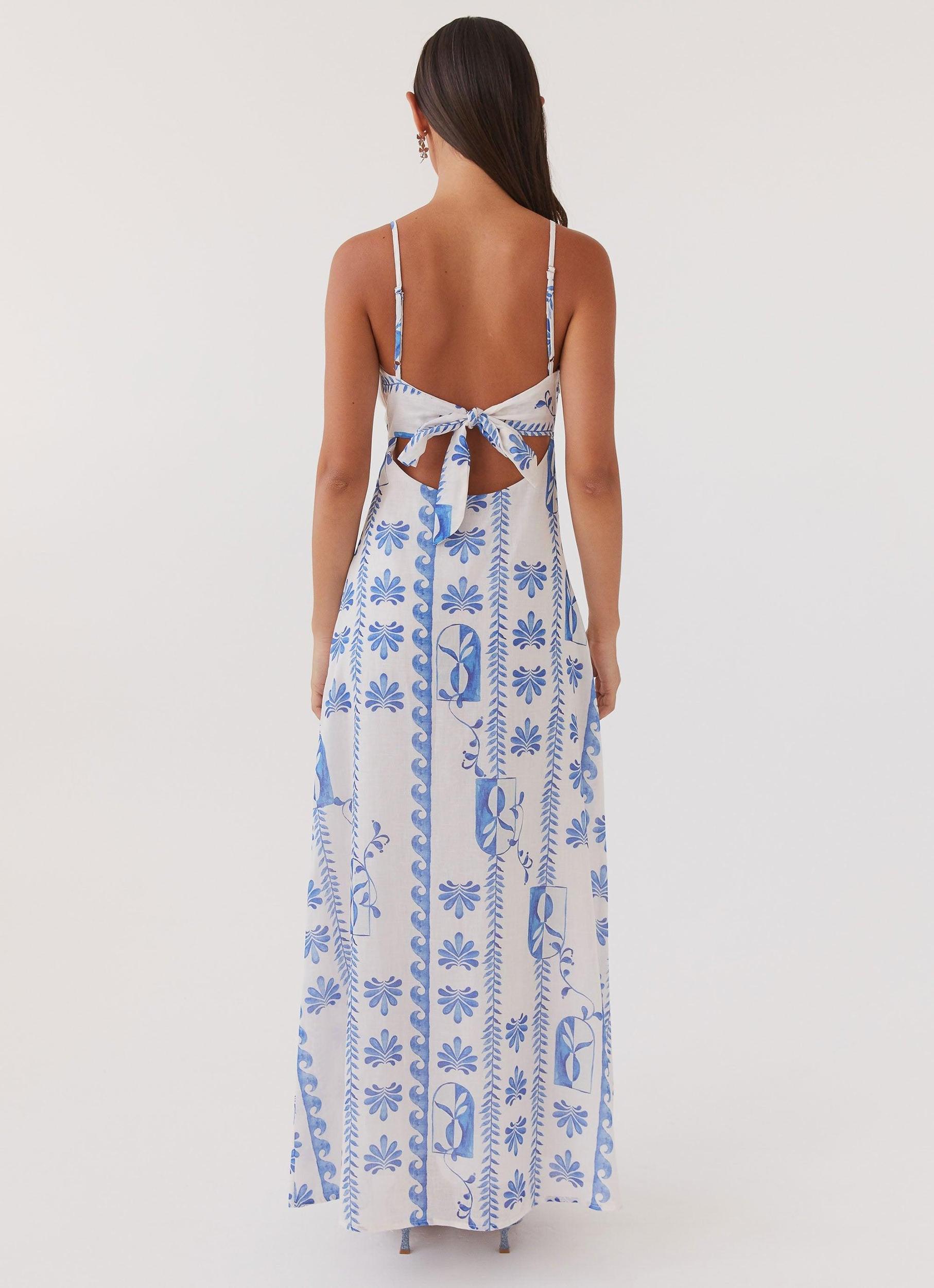 Flora Linen Maxi Dress - Floral Wave Product Image