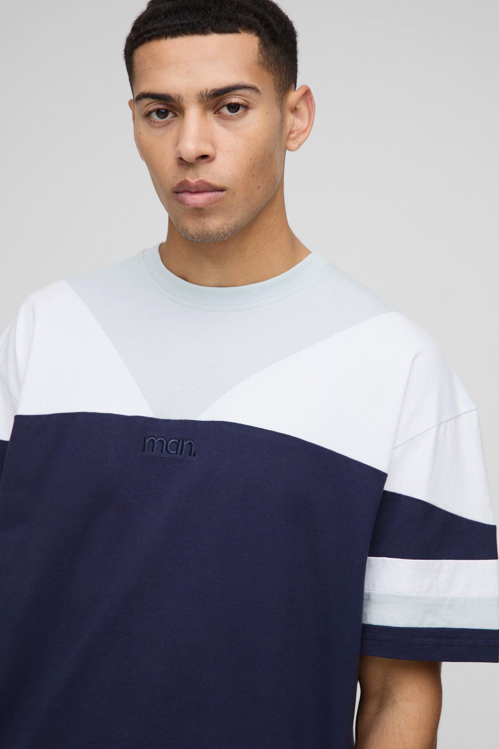 Oversized Man Colour Block T-Shirt | boohooMAN USA Product Image