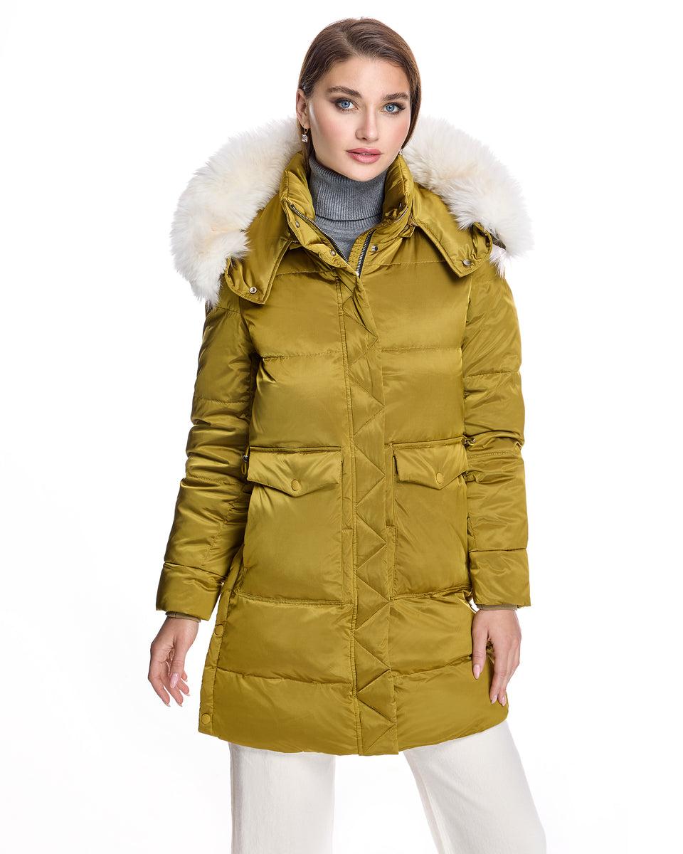 Julia & Stella by Maximilian Shearling Trimmed Puffer Coat Product Image