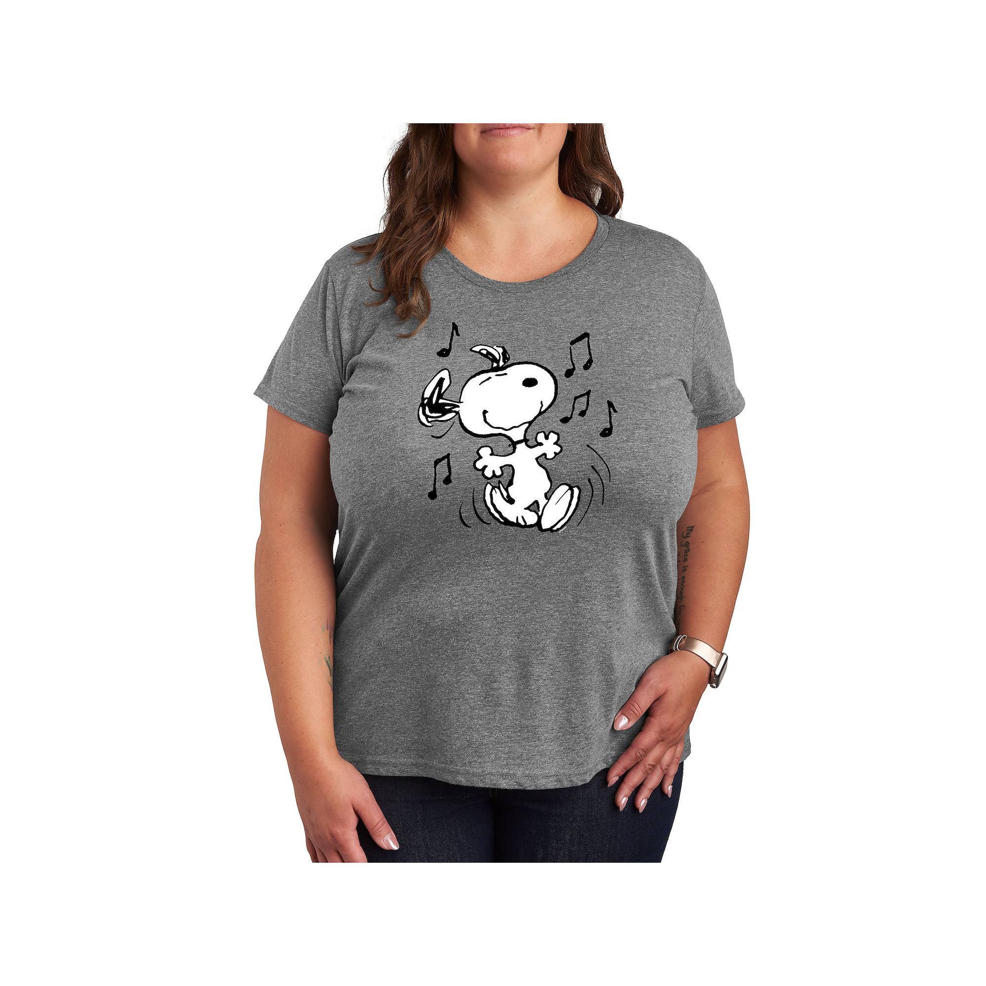 Plus Peanuts Snoopy Dancing Graphic Tee, Women's,  Product Image