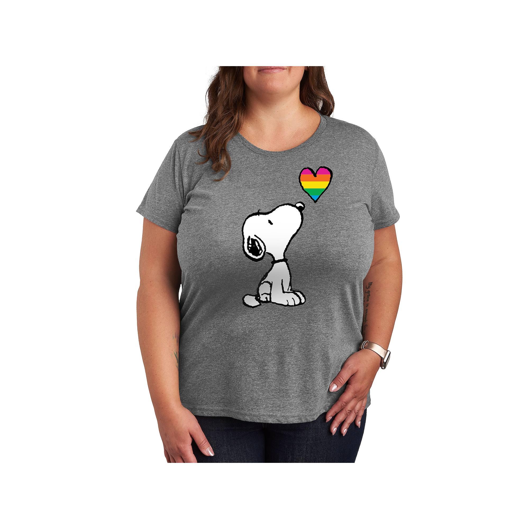 Plus Peanuts Snoopy Rainbow Heart Graphic Tee, Women's,  Product Image