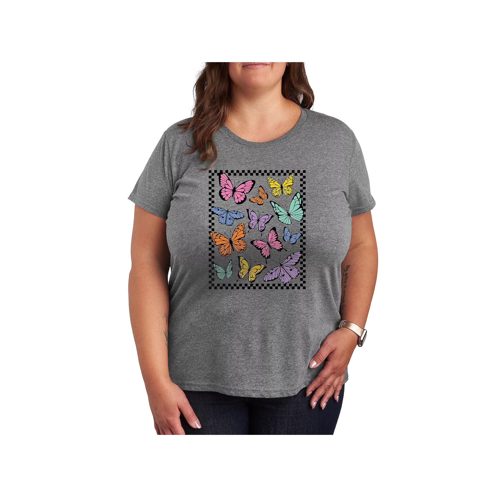 Plus Checker Butterfly Group Graphic Tee, Women's,  Product Image