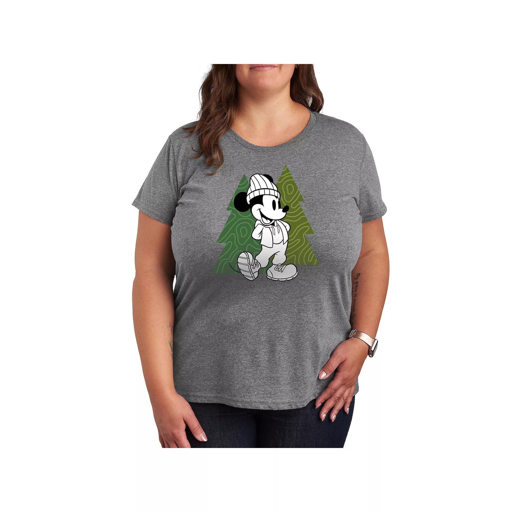 Disney's Mickey Mouse Plus Patterned Trees Graphic Tee, Women's,  Product Image