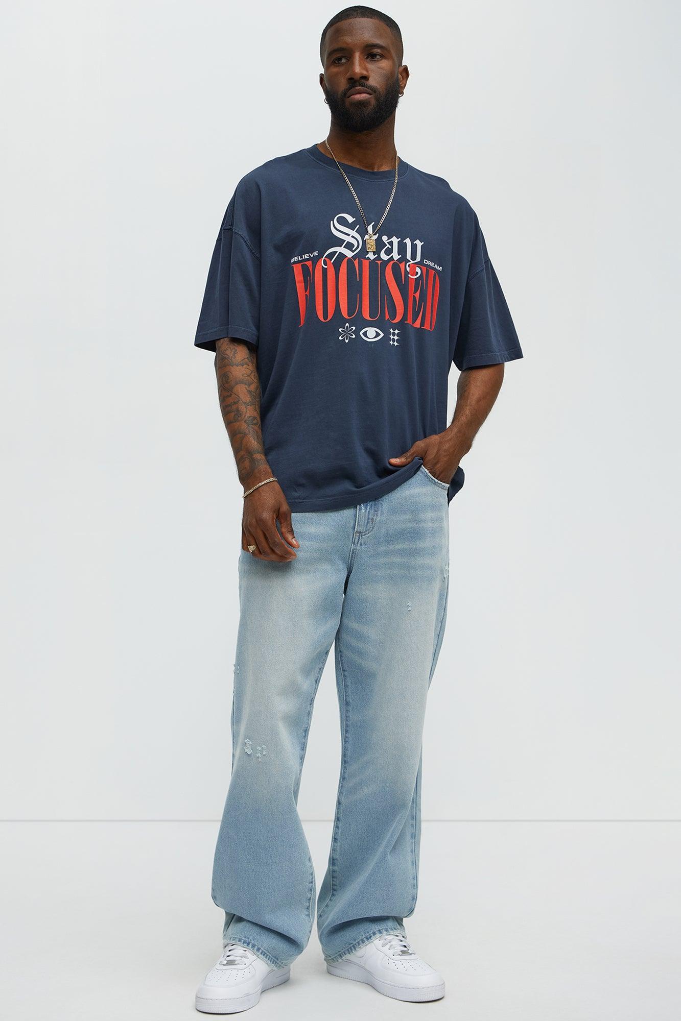 Stay Focused Oversized Short Sleeve Tee - Navy Male Product Image