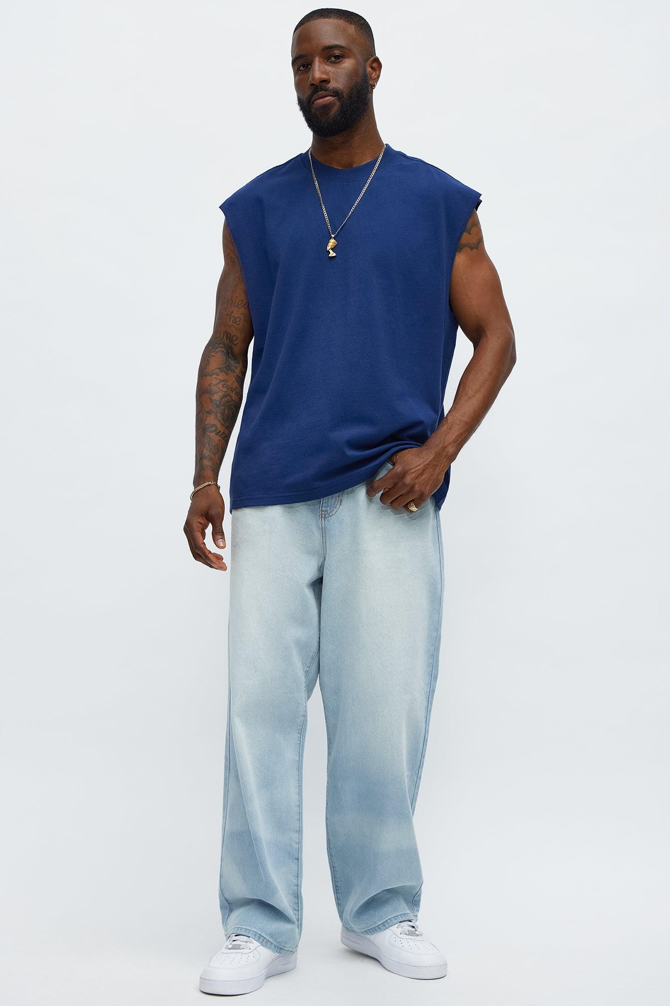 Relaxed Heavyweight Muscle Tee - Navy Male Product Image