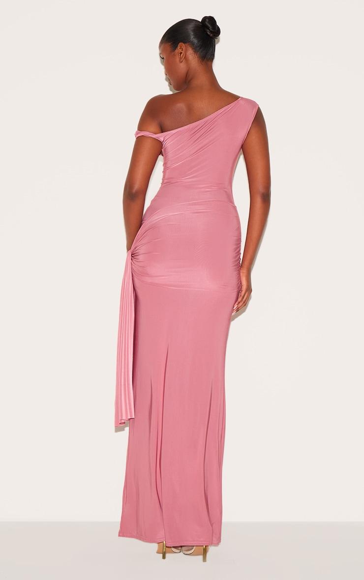 Blush Rose Slinky Off Shoulder Wrap Detail Maxi Dress Product Image
