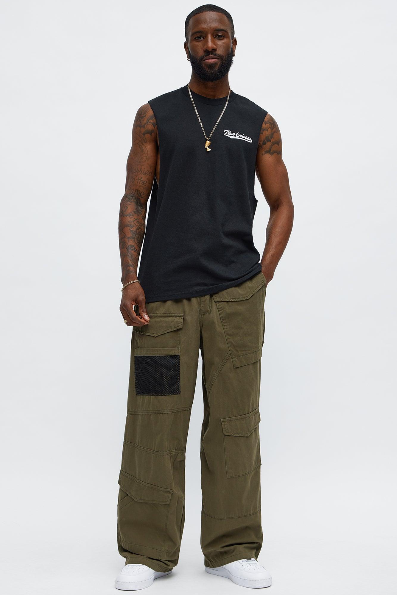 Baggy Lester Cargo Pants - Olive Male Product Image