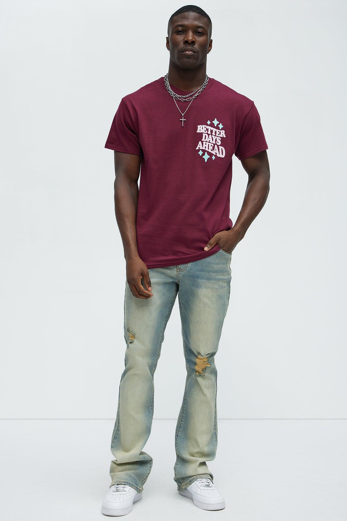 Remember Better Days Ahead Short Sleeve Tee - Burgundy Product Image