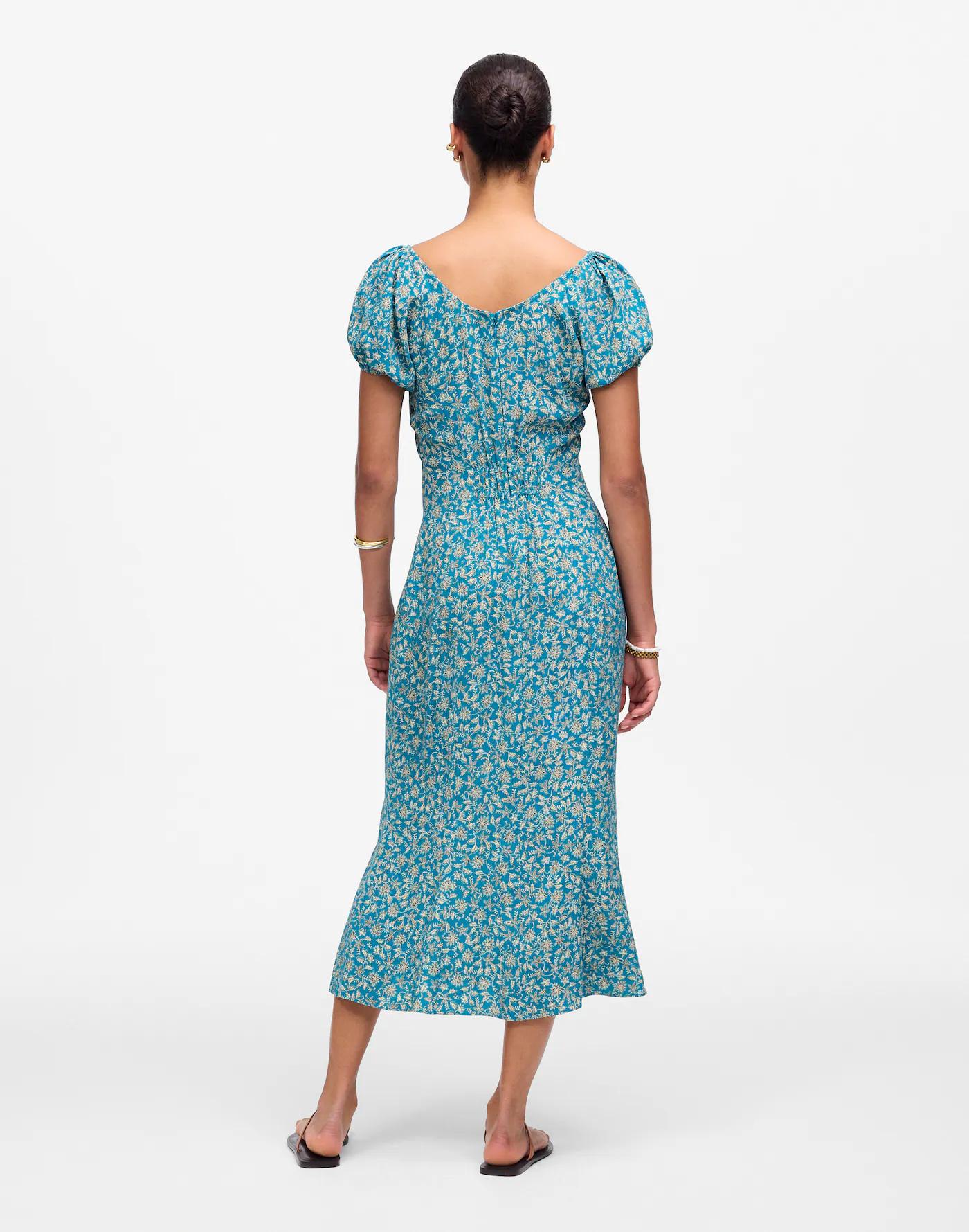 Cap-Sleeve Midi Dress in Floral Product Image