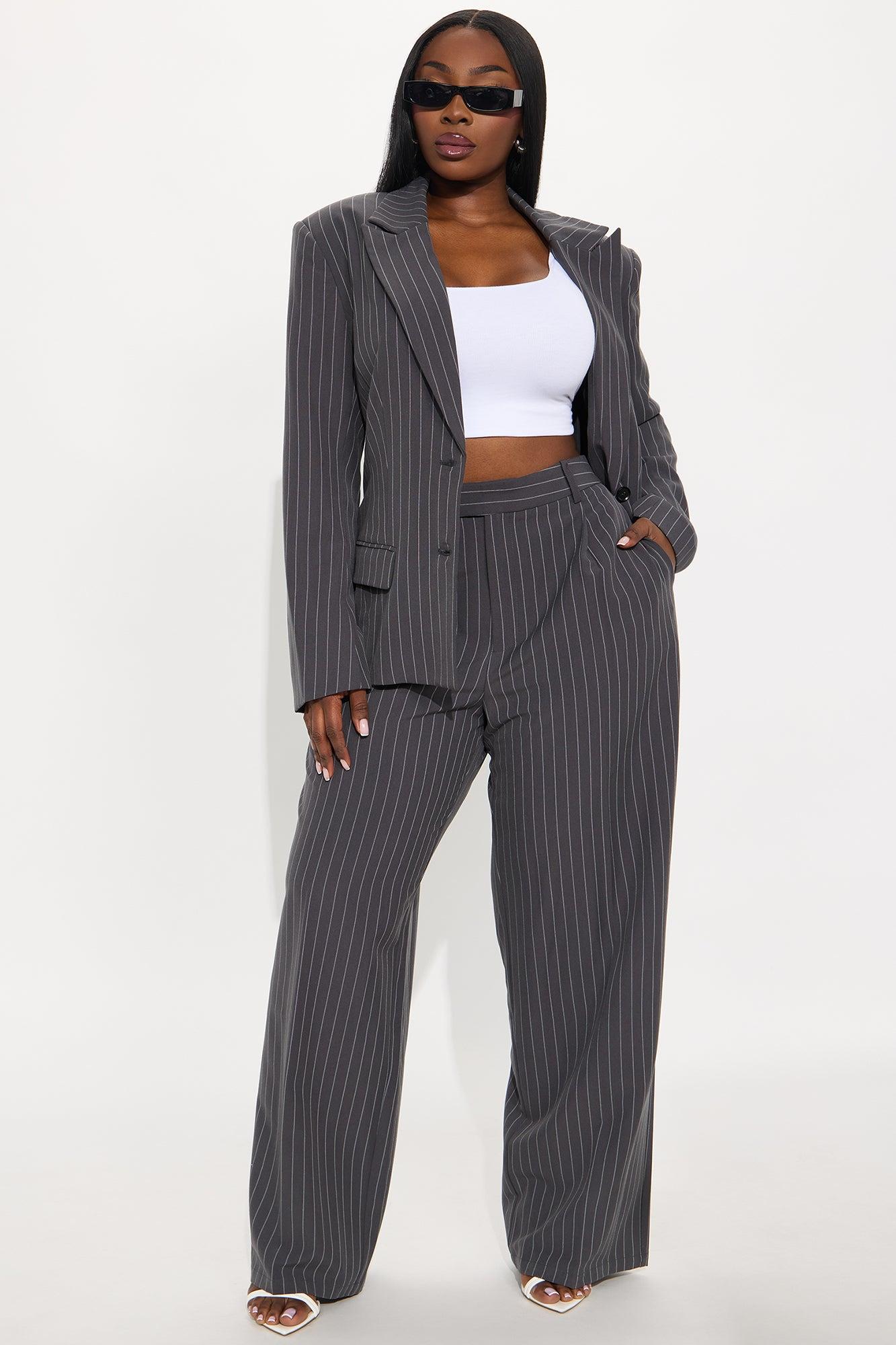 Angie Pinstripe Trouser - Charcoal Female Product Image