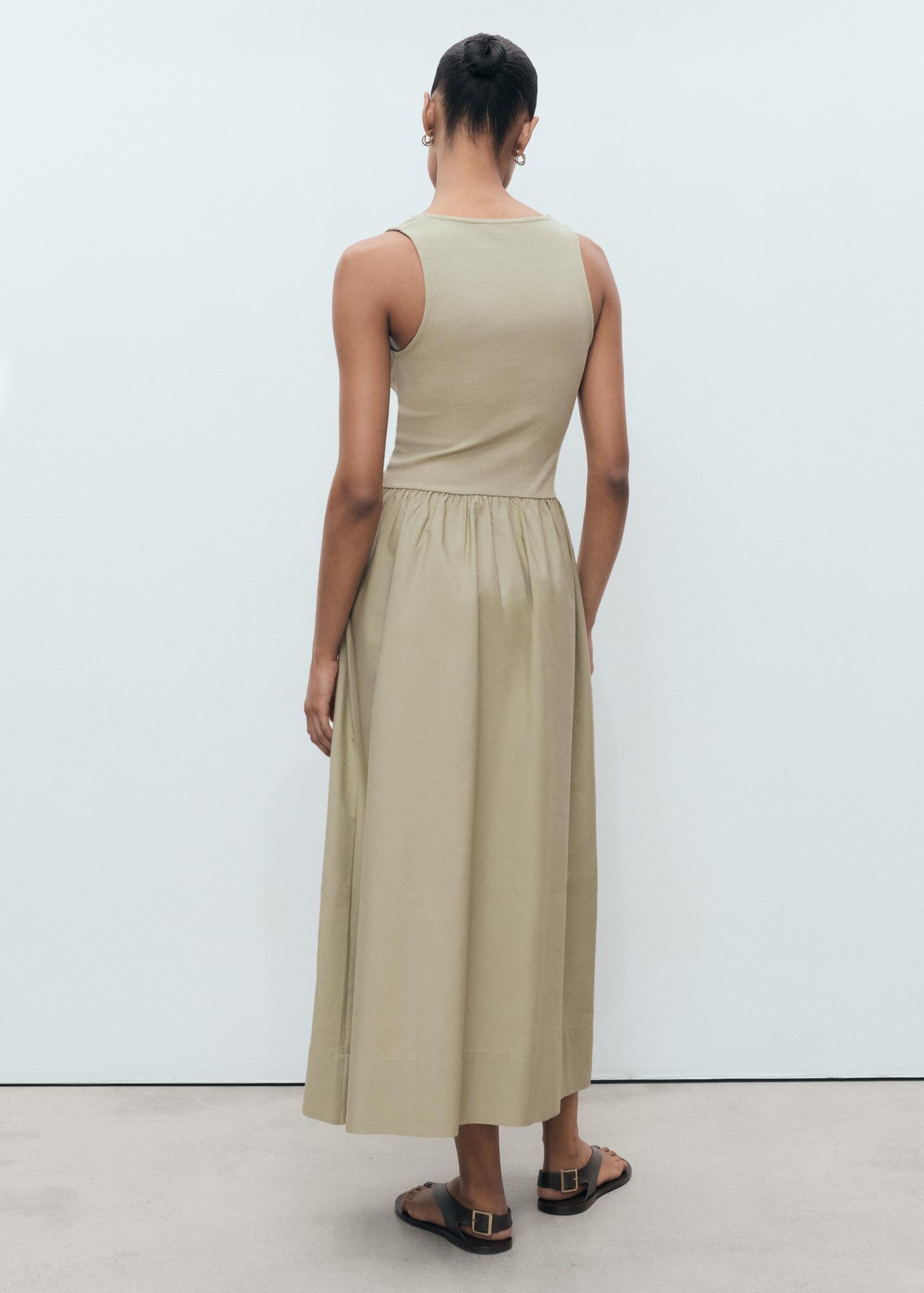 Flared dress in combined fabric - Women | MANGO USA Product Image