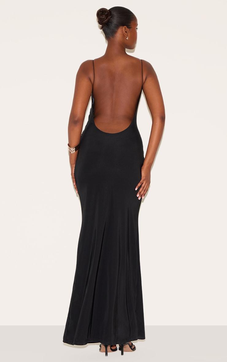 Black Double Layer Slinky Twisted Front Halter Neck Maxi Dress Product Image