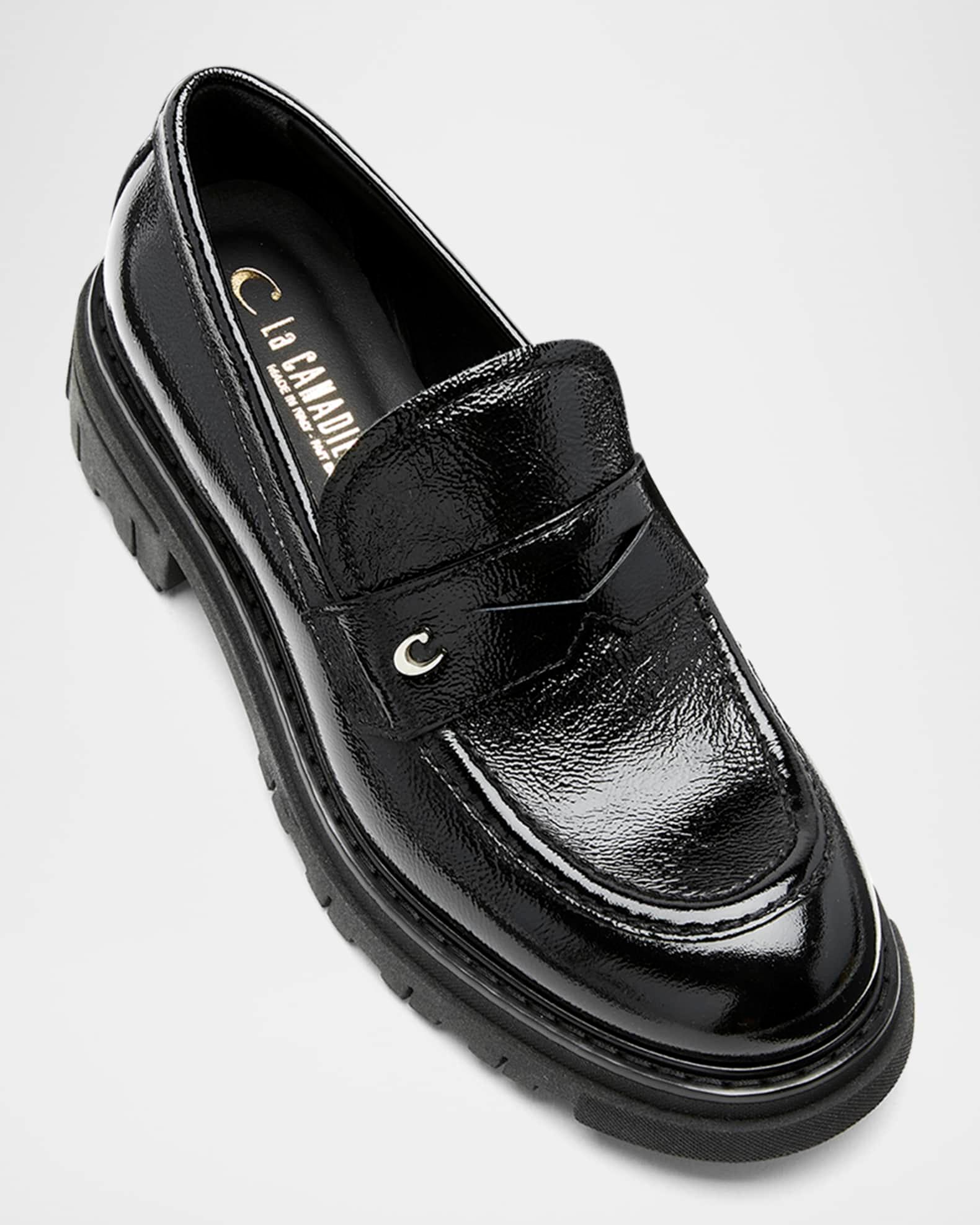 Doe Crinkle Leather Penny Loafers Product Image