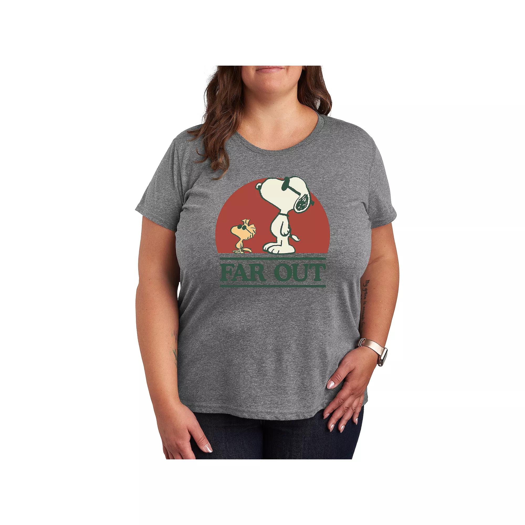 Plus Peanuts Snoopy & Woodstock Far Out Color Art Graphic Tee, Women's,  Product Image