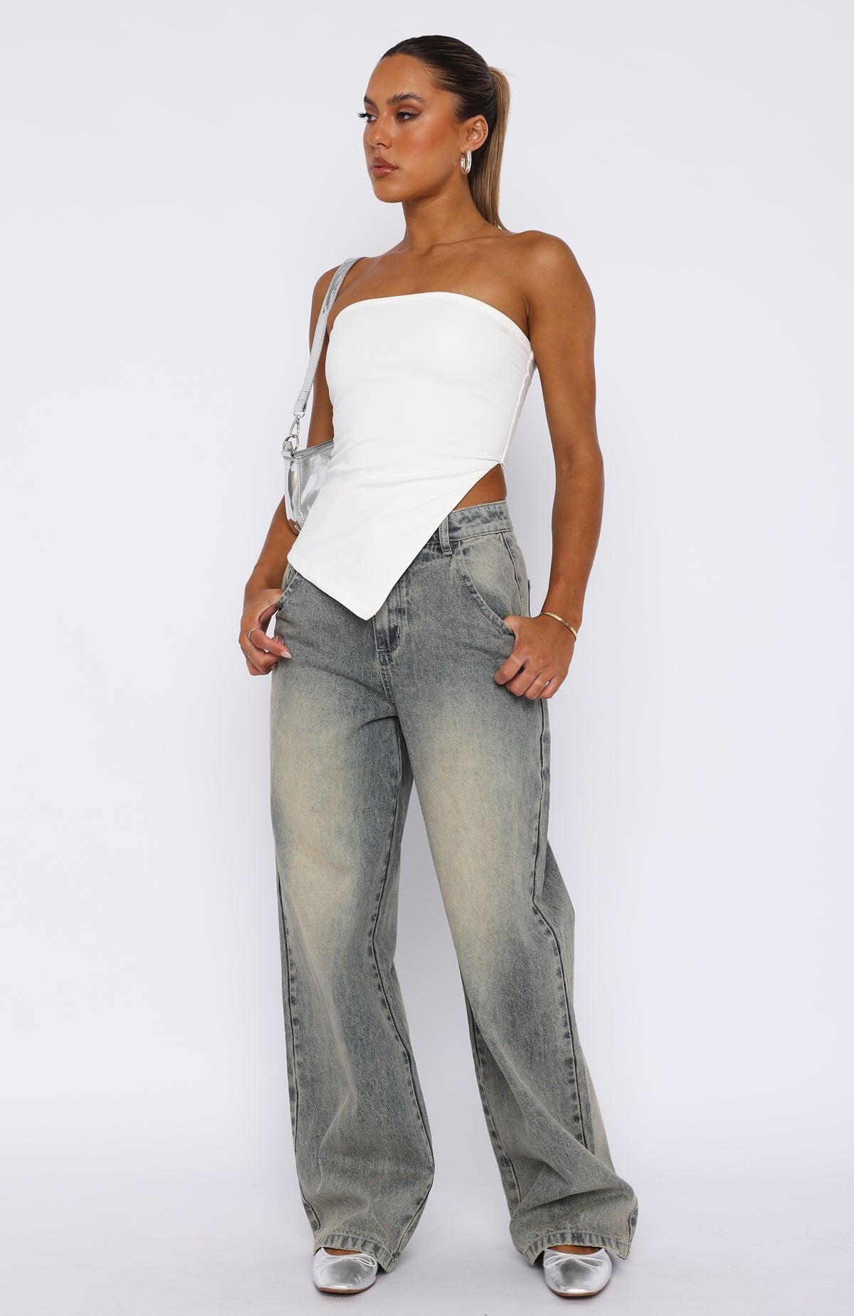 Willow Mid Rise Wide Leg Jeans Sand Product Image