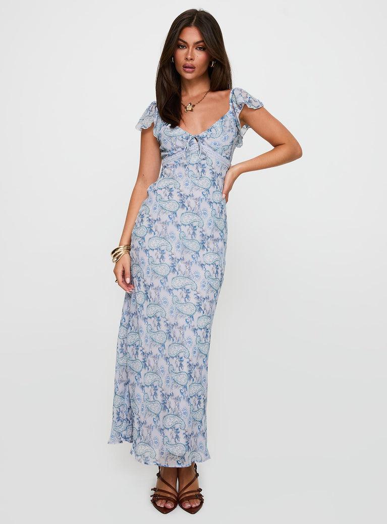 Dahleia Maxi Dress Blue Paisley Product Image