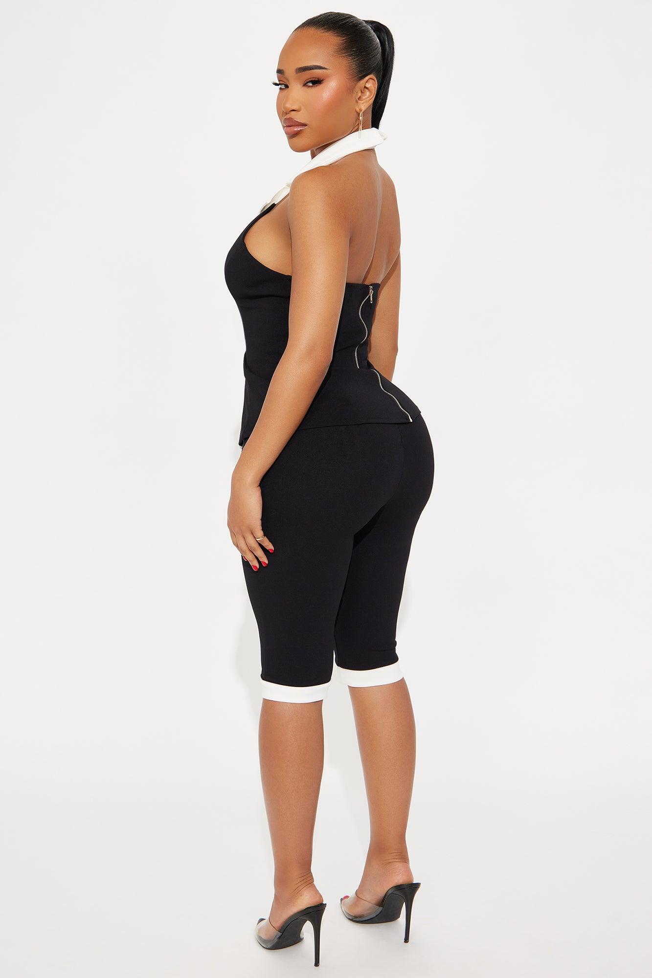 Viola Vest And Capri Set - Black/White Product Image