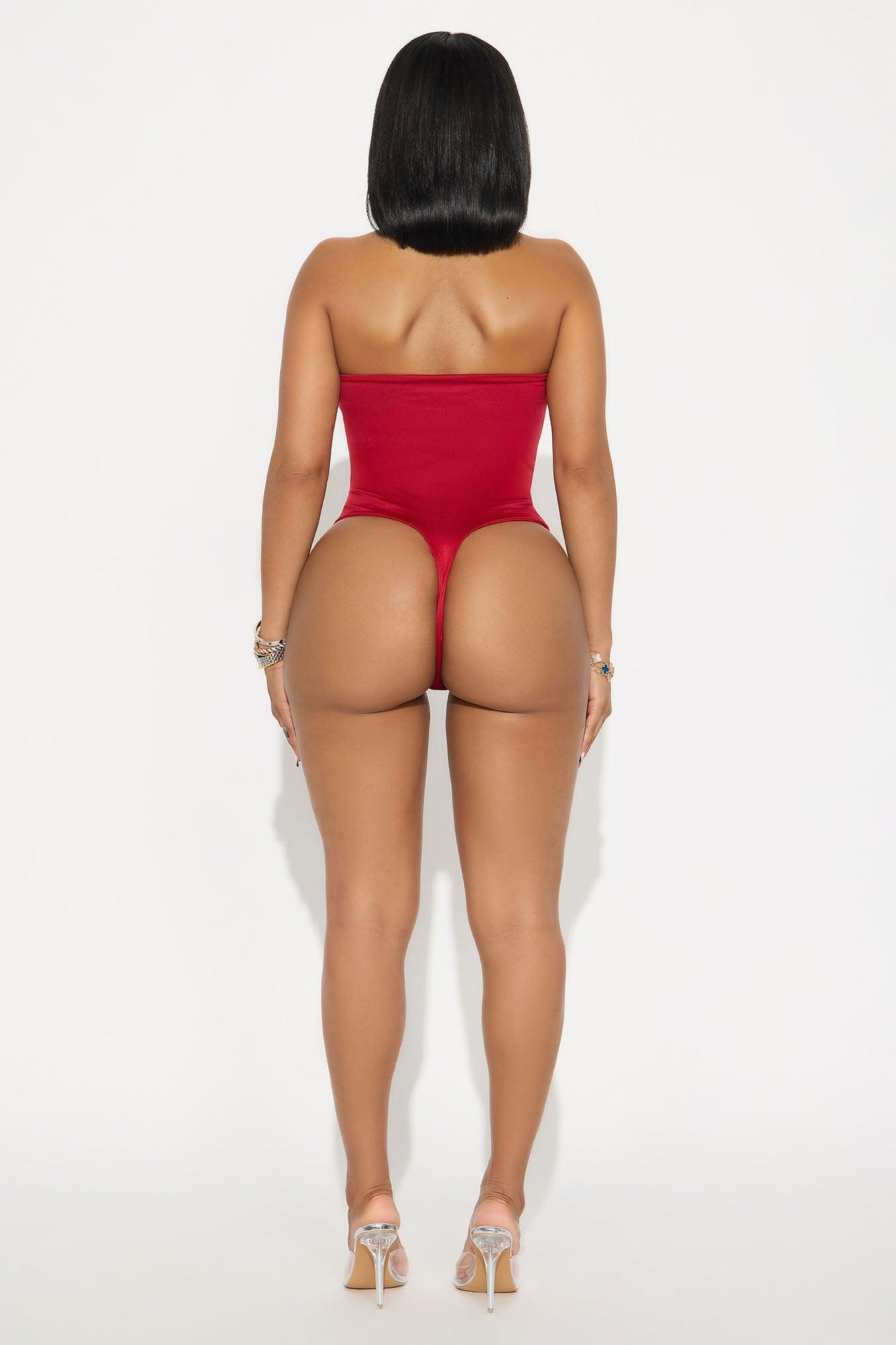 Contour Double Lined Strapless Bodysuit - Red Female Product Image