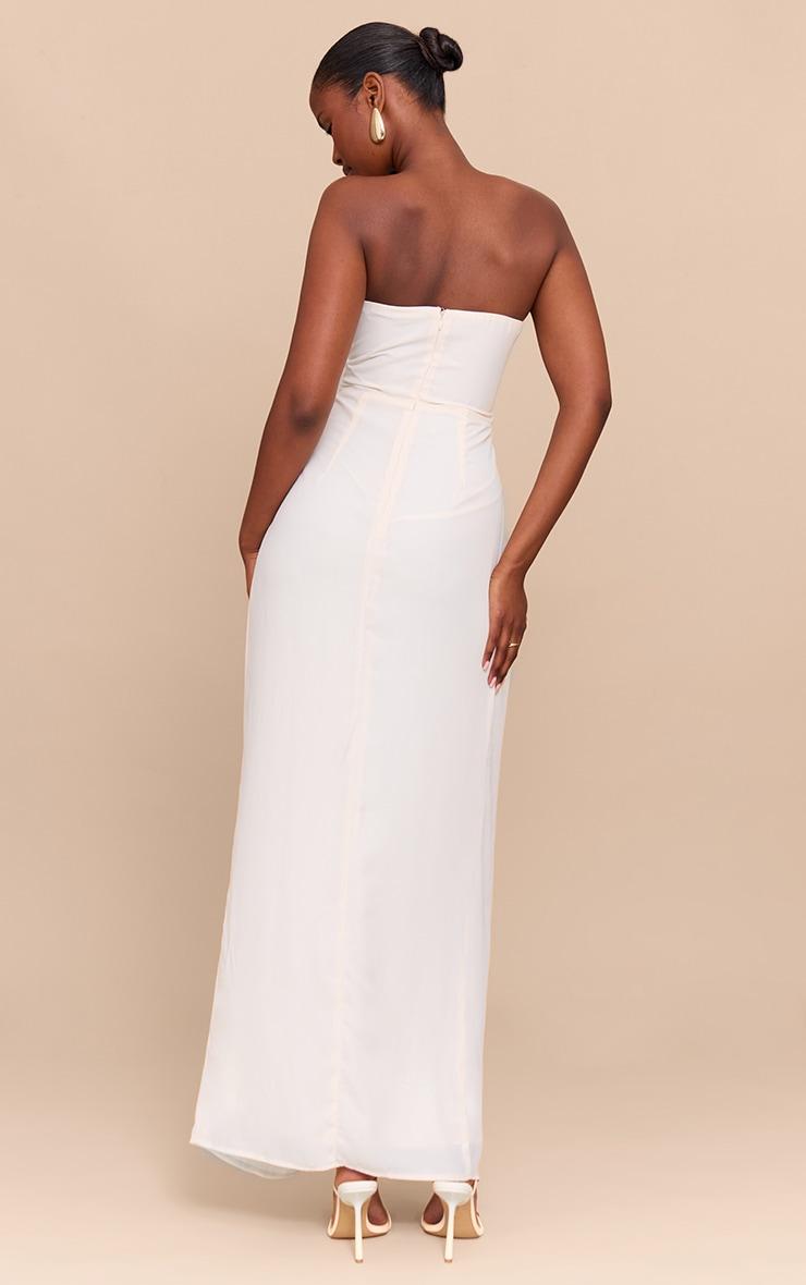 Cream Bandeau Corset Drape Detail Maxi Dress Product Image