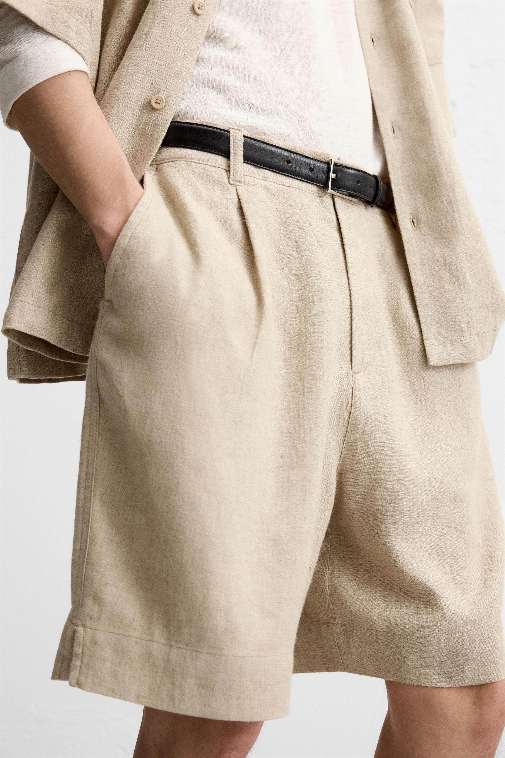 OVERSIZED LINEN VISCOSE SHORTS Product Image
