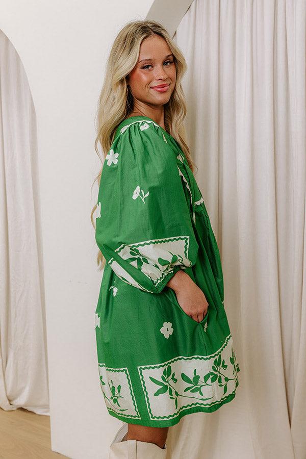 Picture Perfect Floral Mini Dress in Kelly Green Product Image