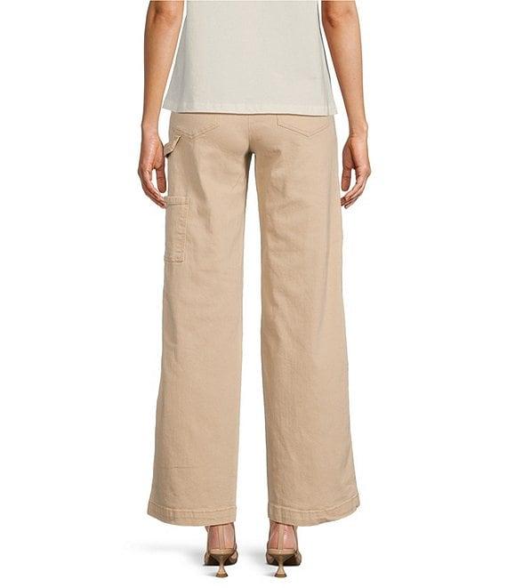 Skies Are Blue Washed Cotton Twill High Rise Carpenter Wide Leg Pants Product Image