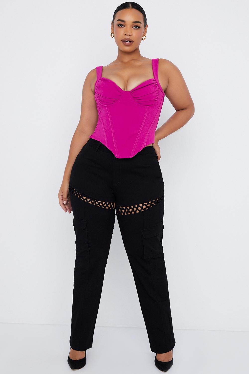 Breanna  black lace up cargo trousers Product Image