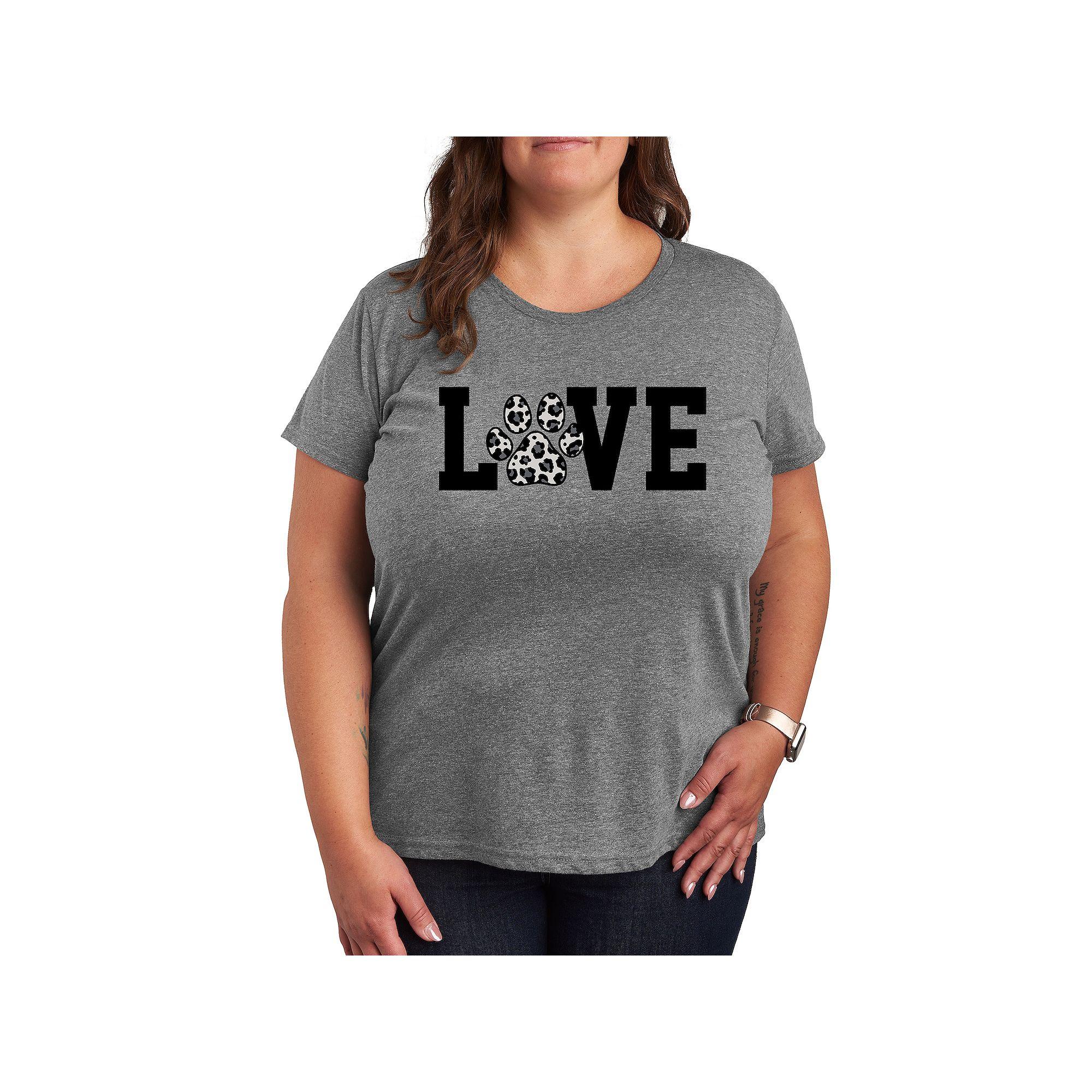 Plus Love Pawprint Snow Leopard Graphic Tee, Women's,  Product Image
