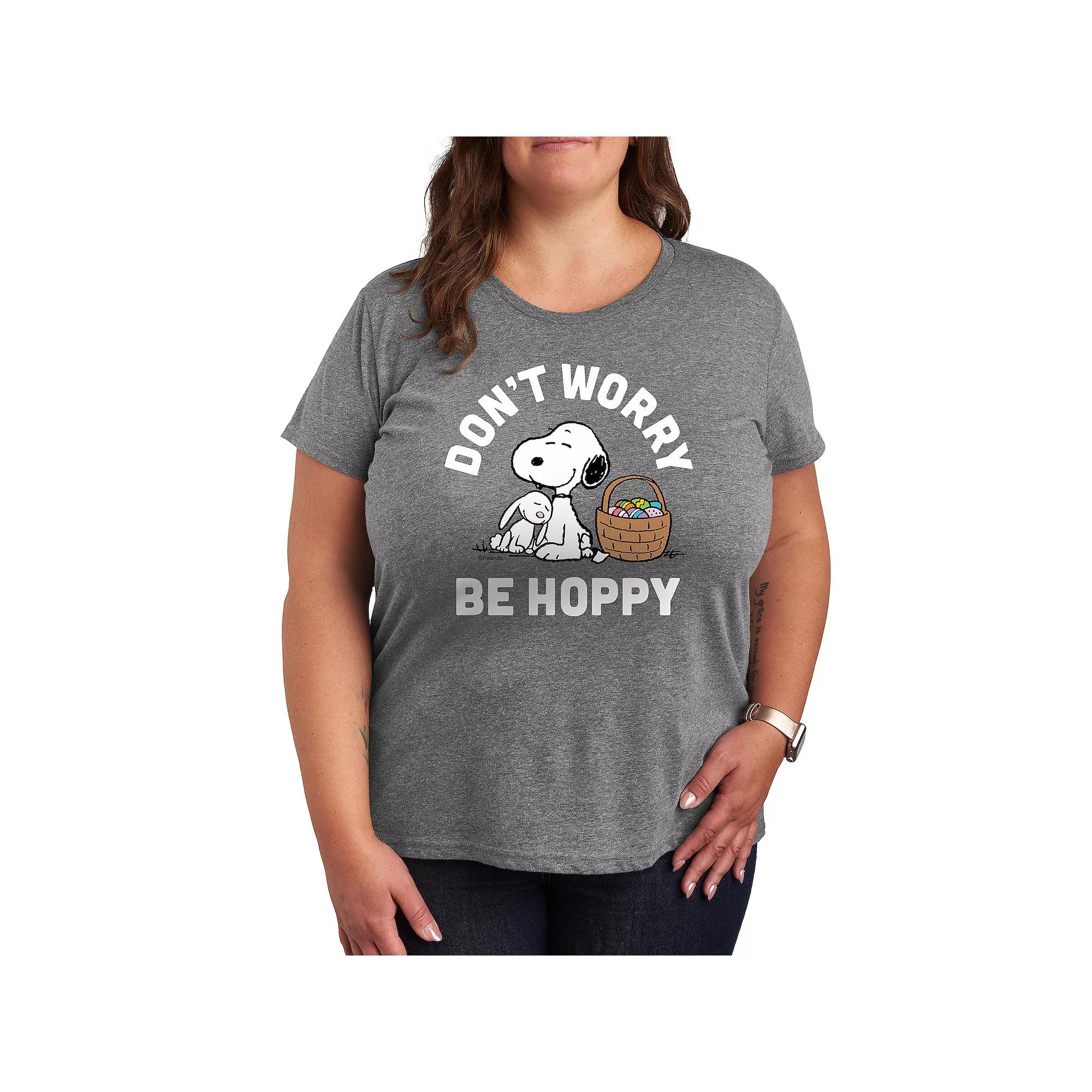 Plus Peanuts Snoopy Don't Worry Be Hoppy Graphic Tee, Women's,  Product Image