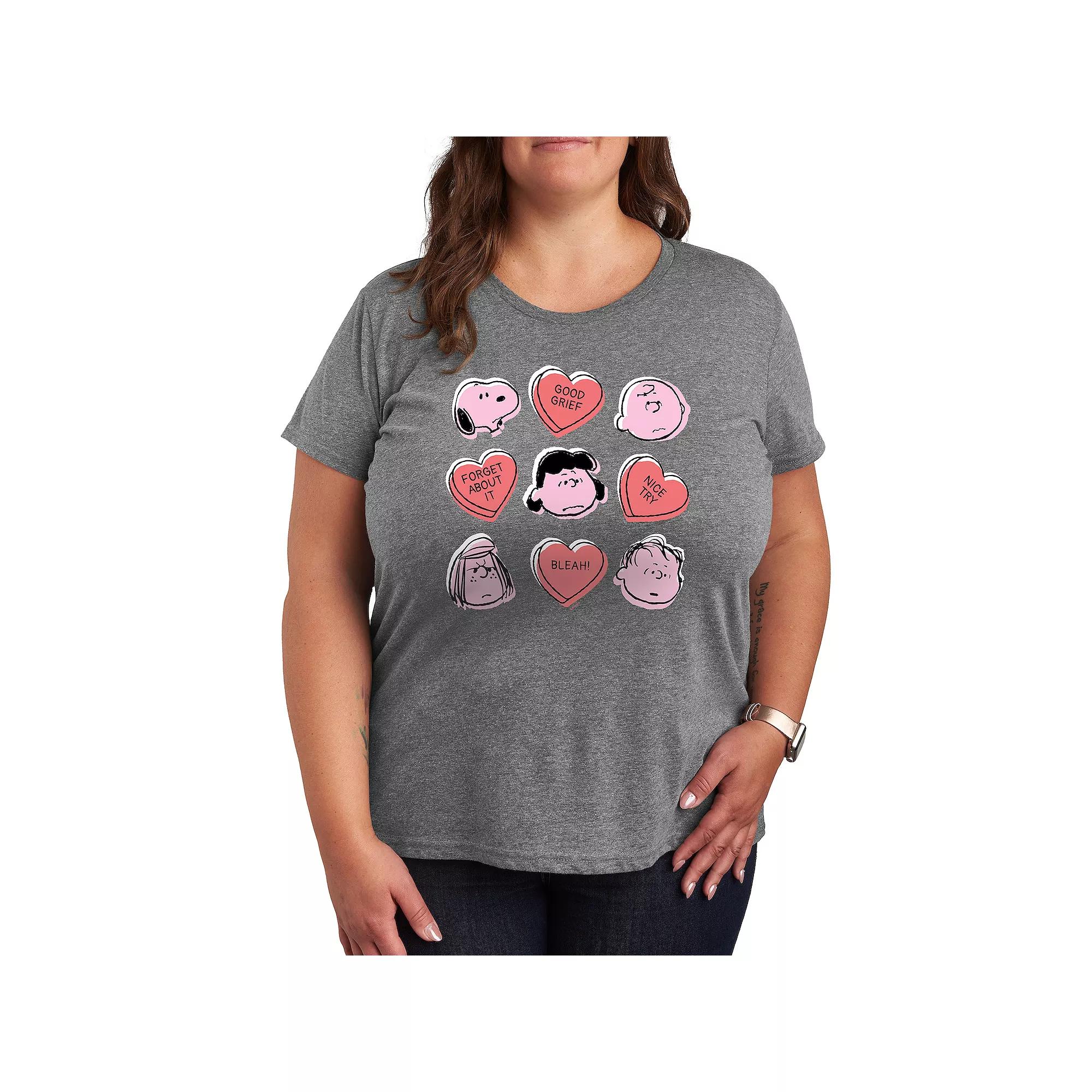 Plus Peanuts Candy Heart Grid Graphic Tee, Women's,  Product Image