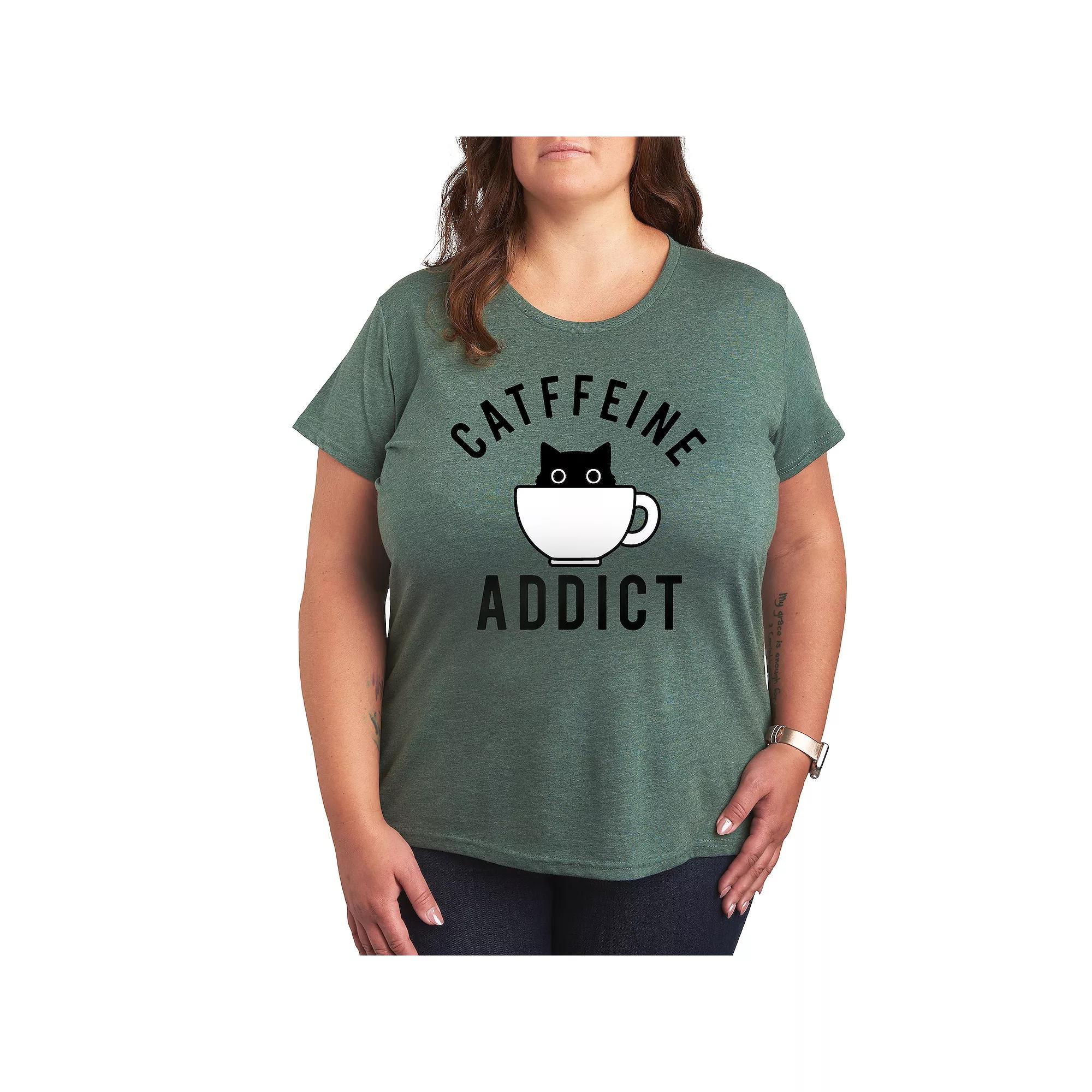 Plus Catffeine Addict Graphic Tee, Women's,  Product Image