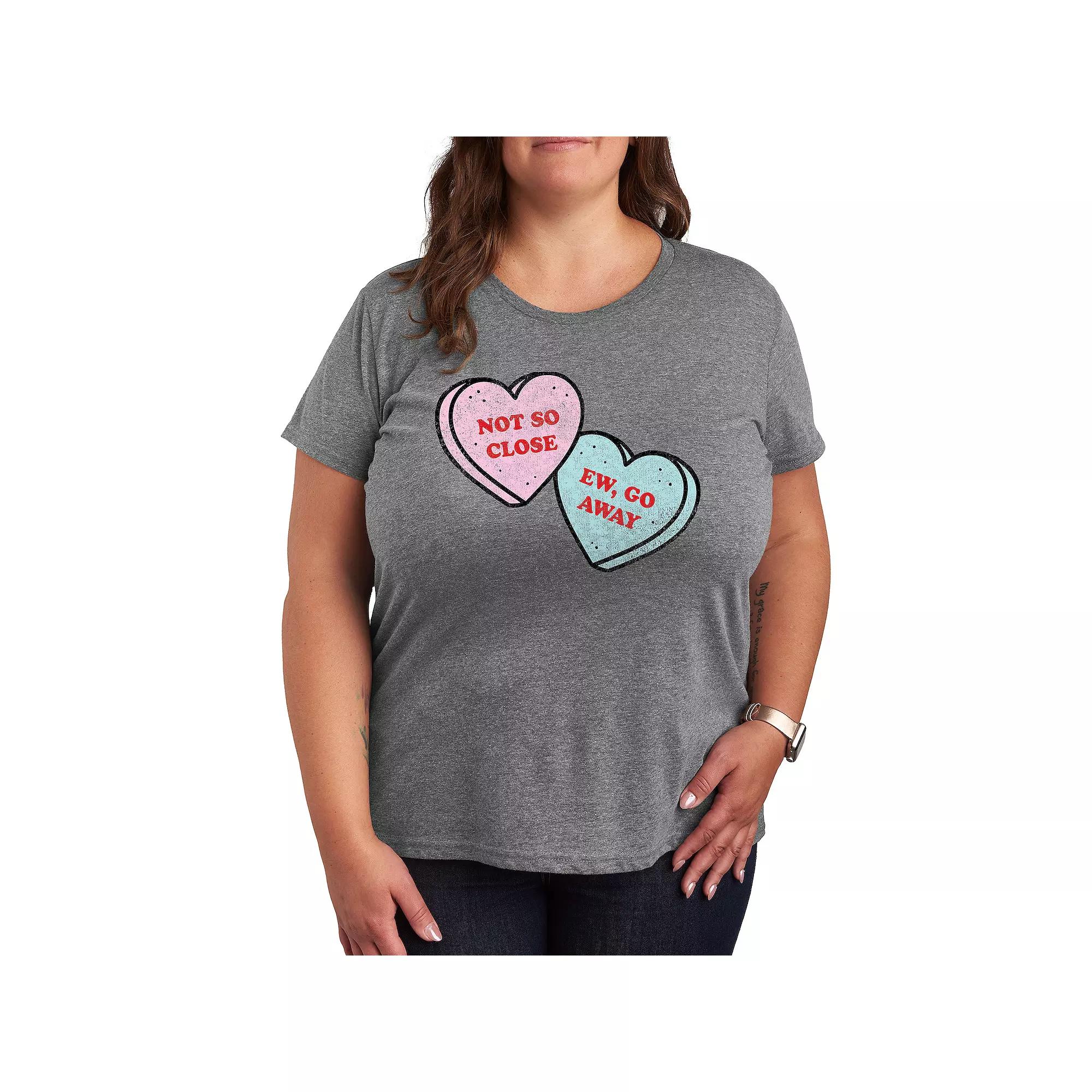 Plus Sassy Candy Hearts Graphic Tee, Women's,  Product Image