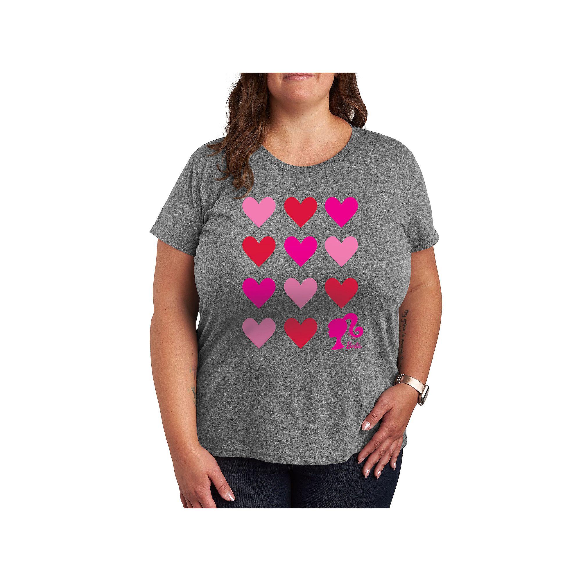 Plus Barbie Heart Grid Graphic Tee, Women's,  Product Image
