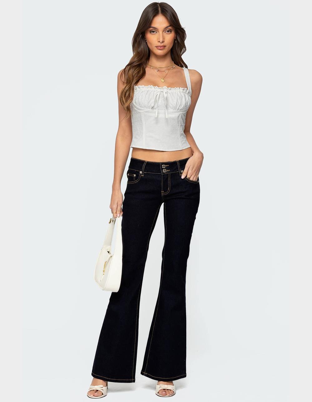 EDIKTED Dulcie Dotted Cotton Bustier Top - WHITE Product Image