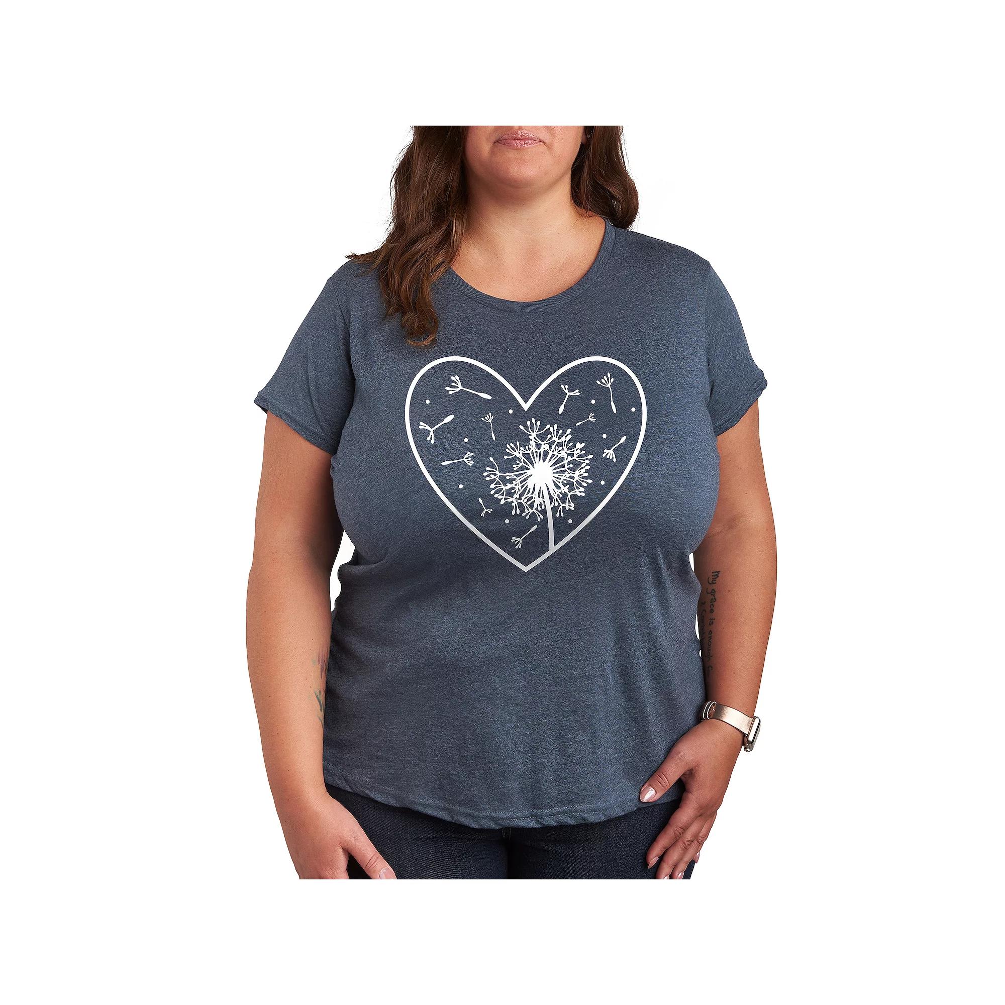 Plus Dandelion Heart Graphic Tee, Women's,  Product Image