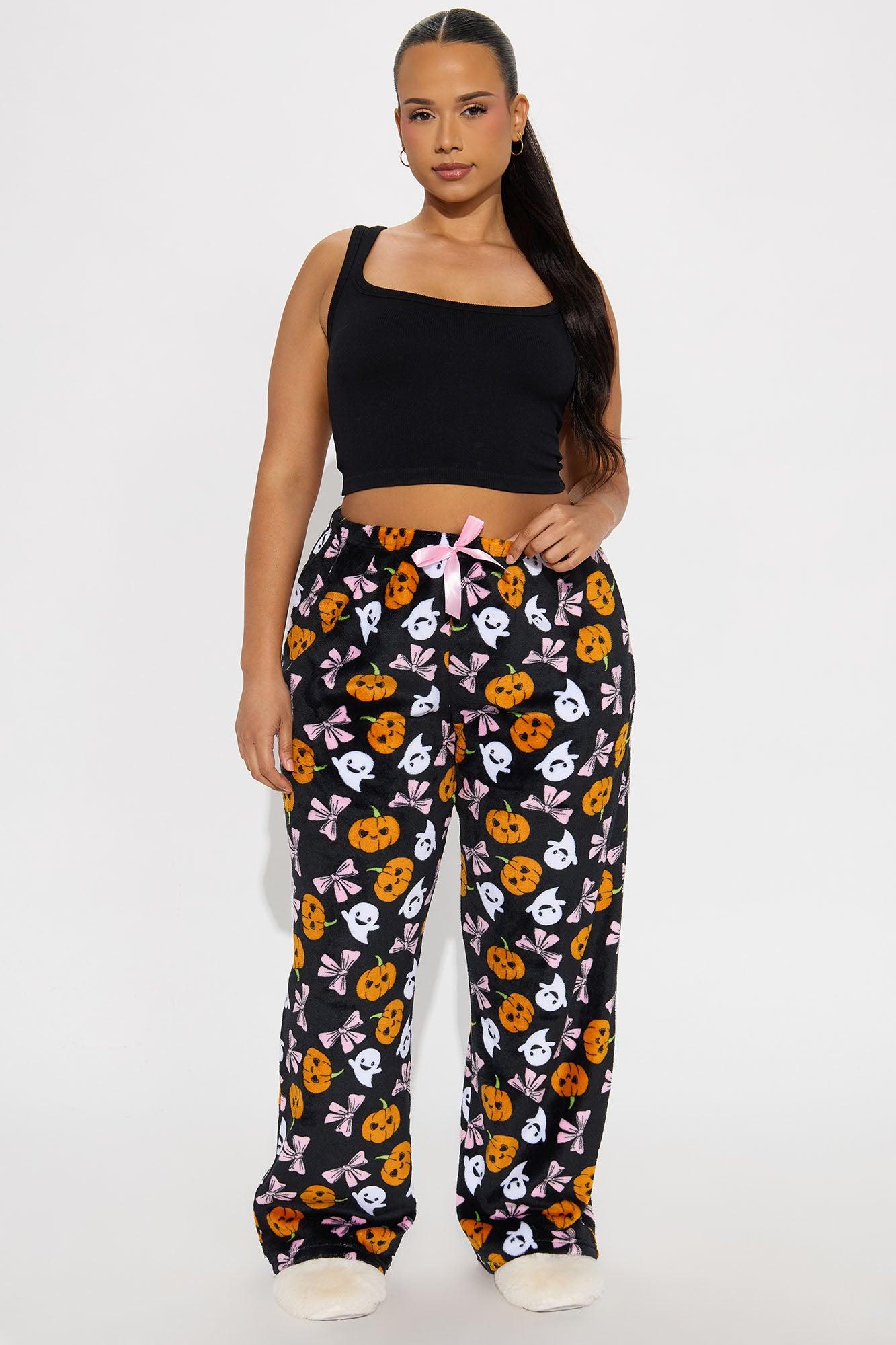 Spooky Cutie Halloween Plush PJ Pants - Black/combo Female Product Image