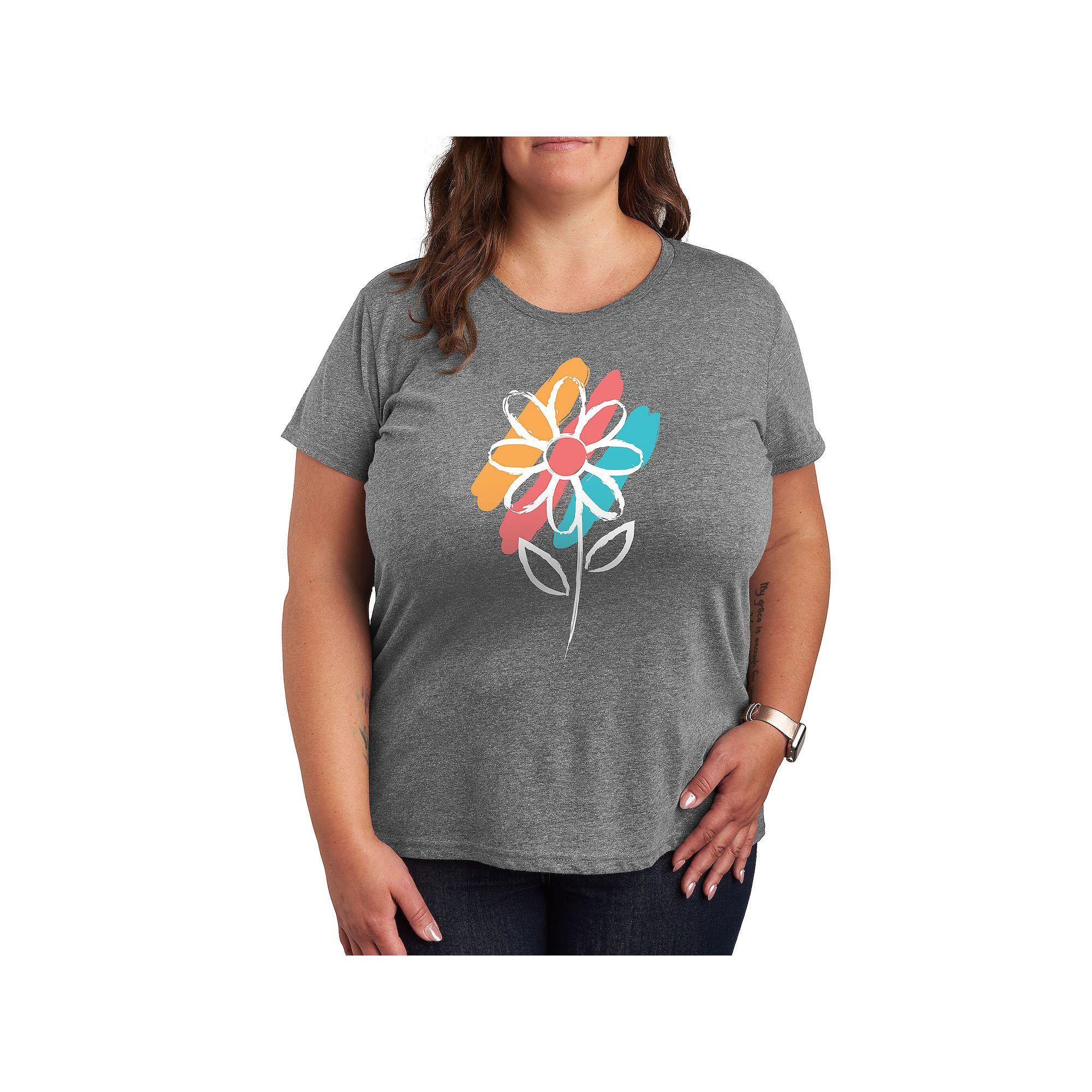 Plus Daisy Paint Splotches Graphic Tee, Women's,  Product Image