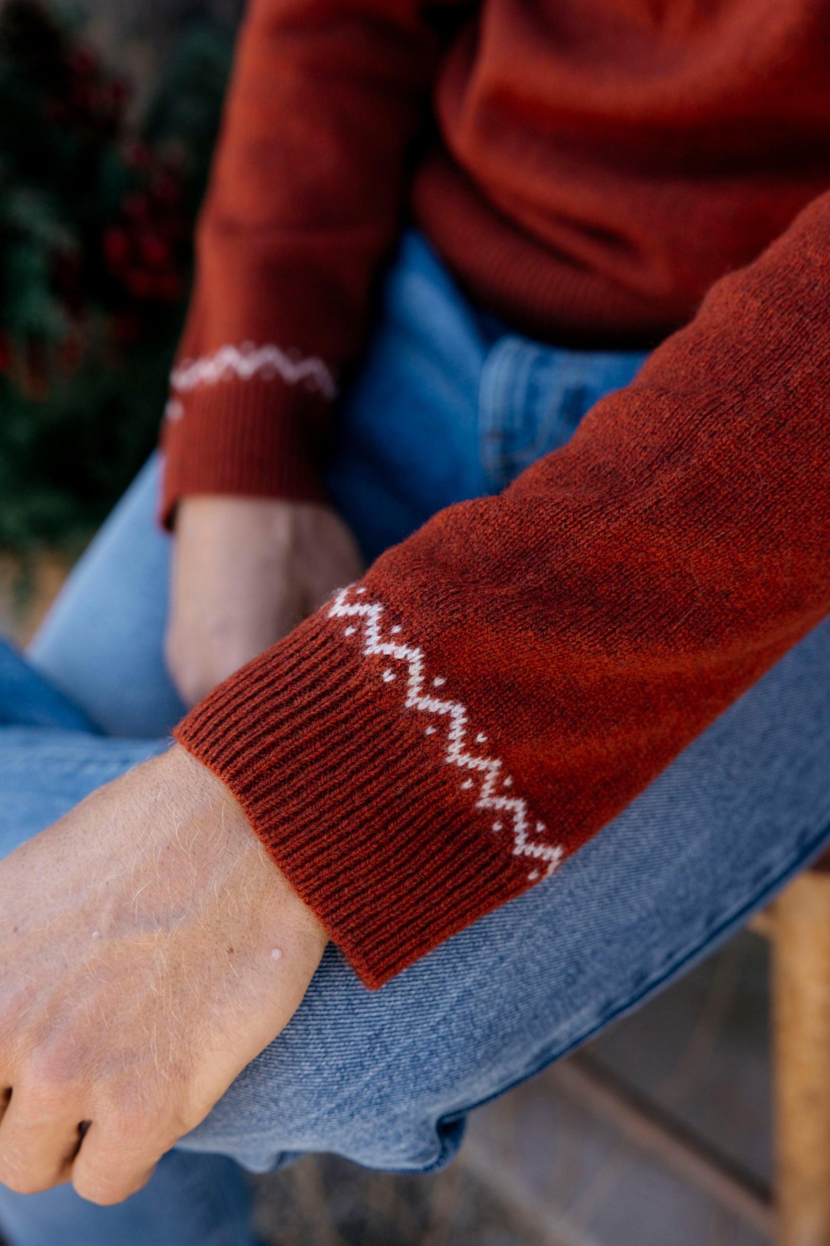 Reindeer Lambswool Sweater Crew - Holiday Red Product Image