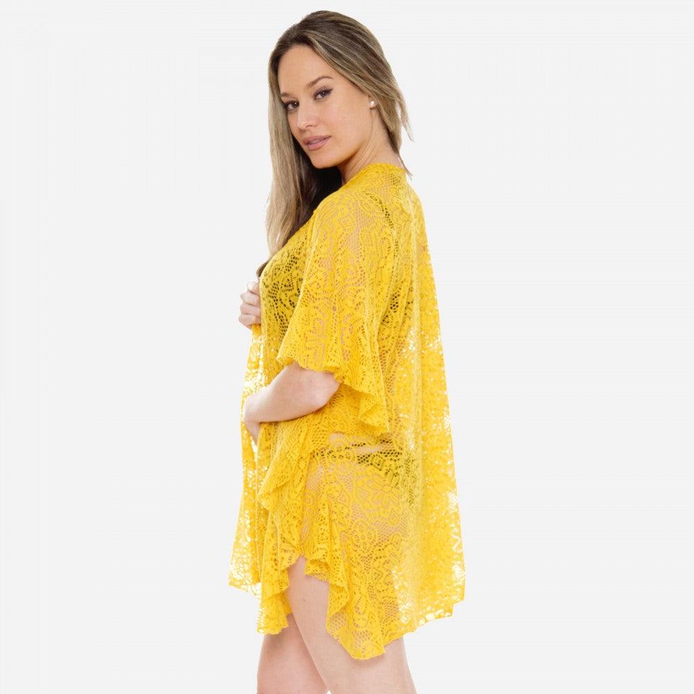 7304766   Yellow Lace Kimono Product Image