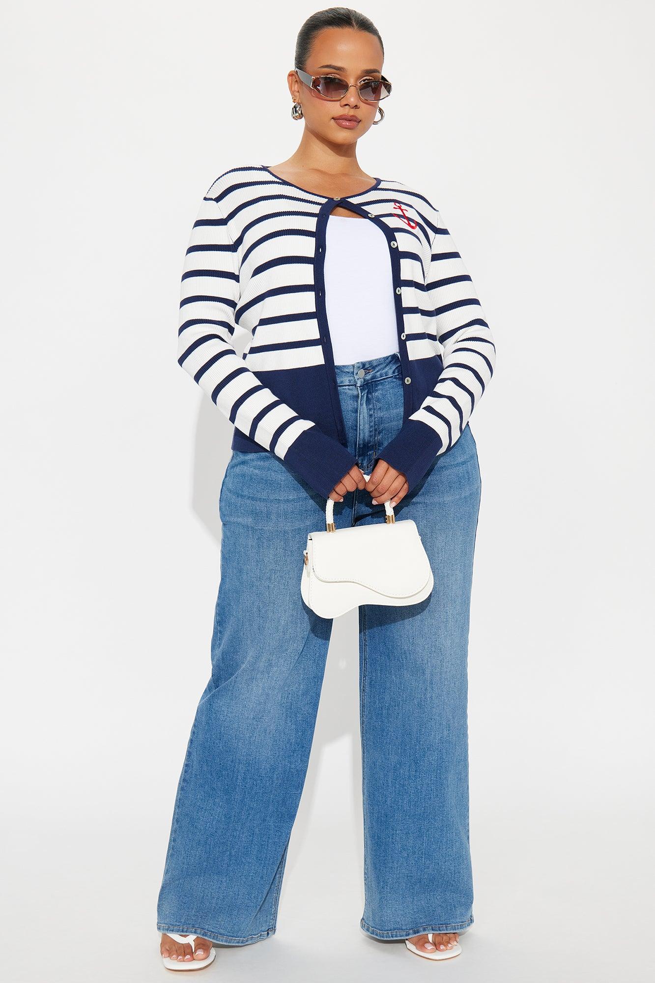 Out At Sea Striped Cardigan - Navy/combo Product Image