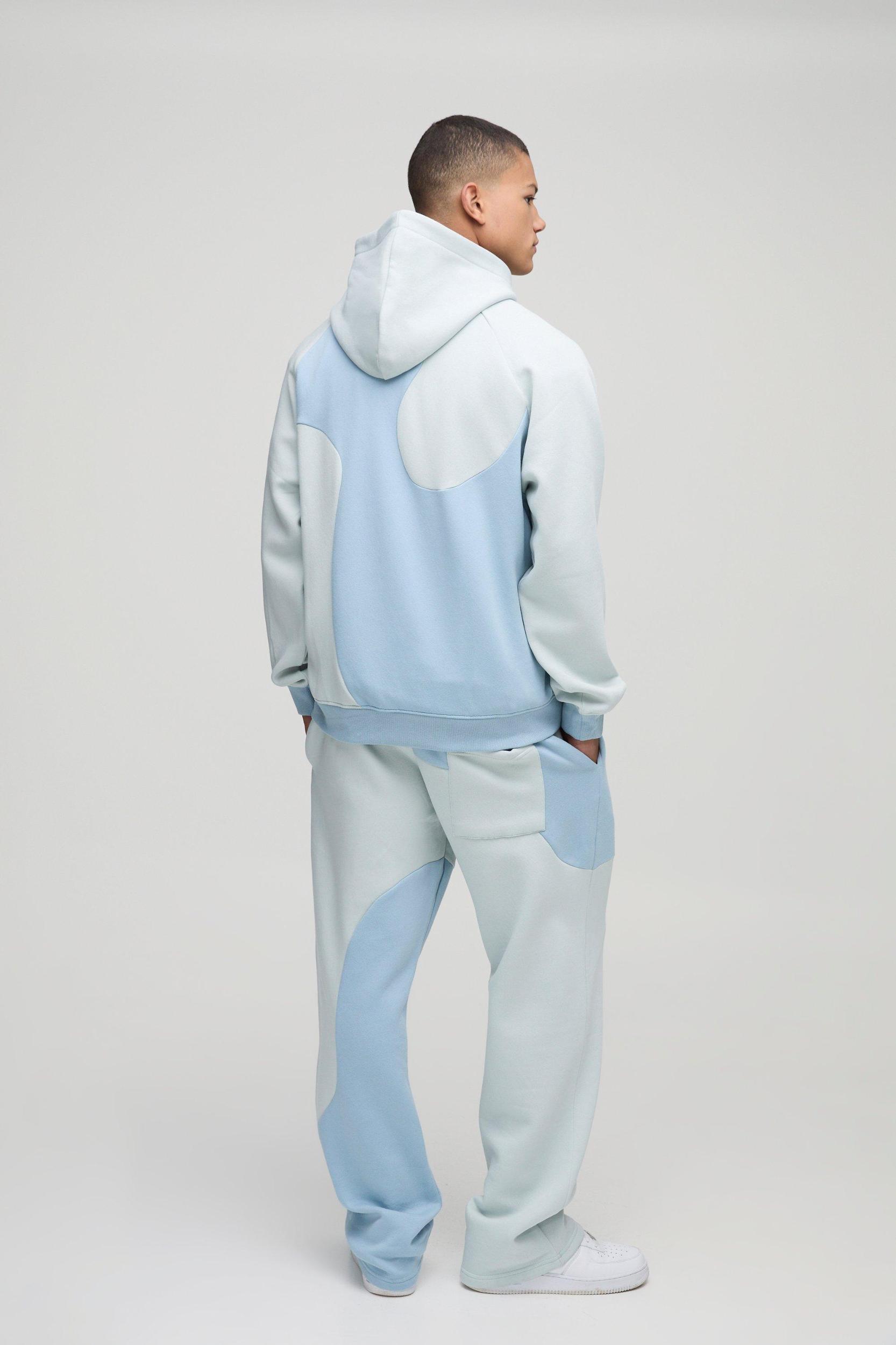 Relaxed Fit Man Curved Colour Block Sweatpants | boohooMAN USA Product Image