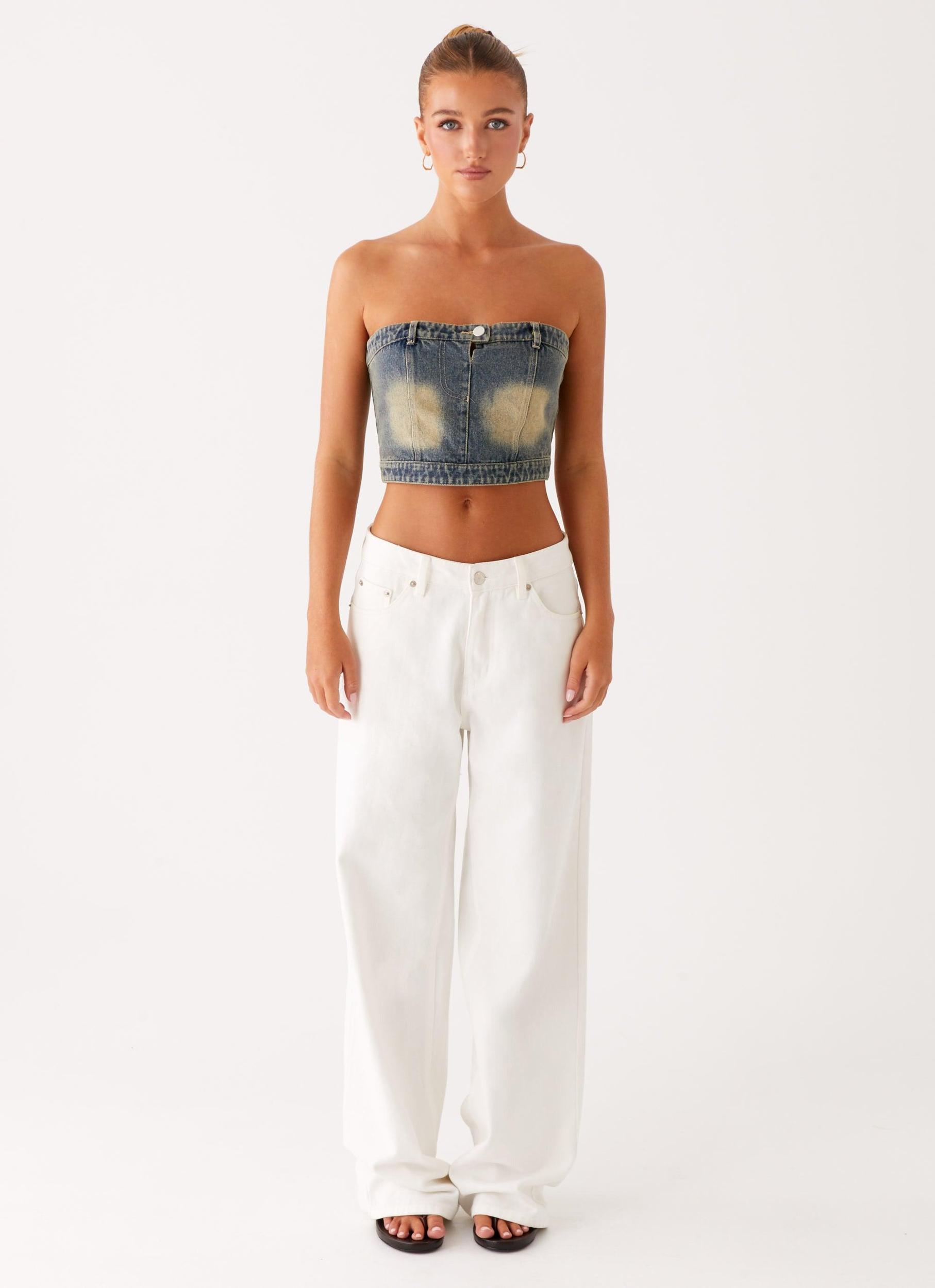 Not Like Us Denim Top - Vintage Product Image