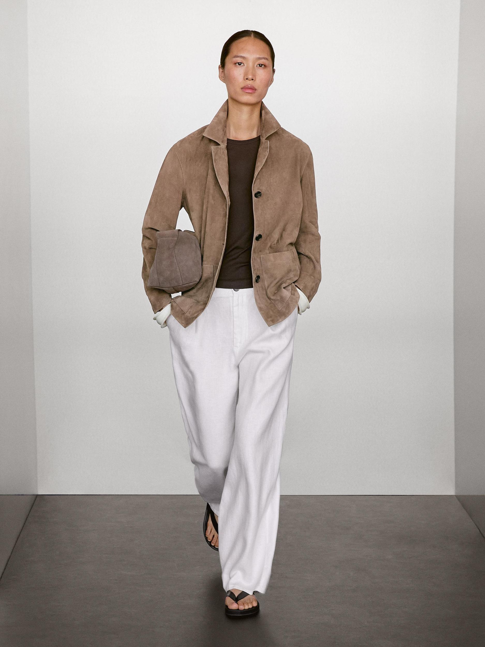 Flowing suede leather blazer Product Image