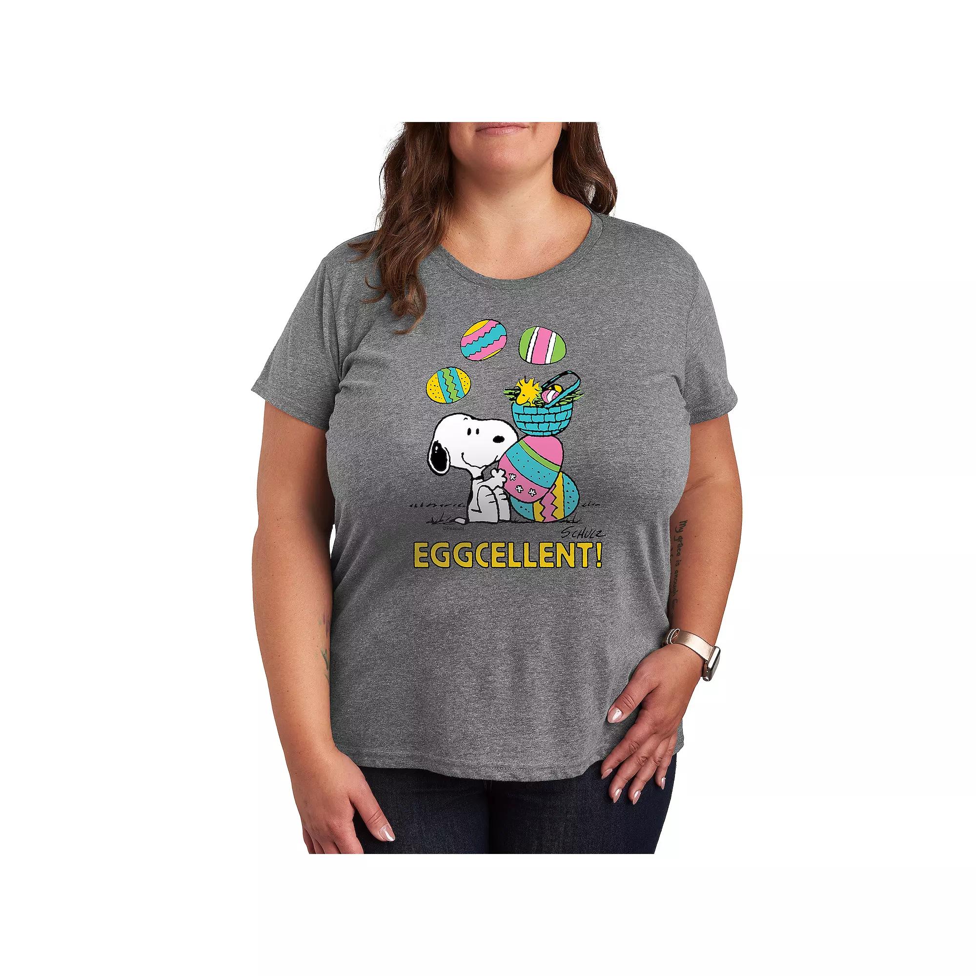 Plus Peanuts Snoopy & Woodstock Eggcellent Graphic Tee, Women's,  Product Image