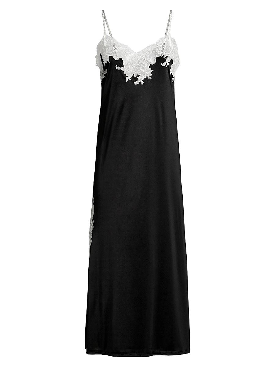 Womens Contrast Lace-Trim Nightdress Product Image