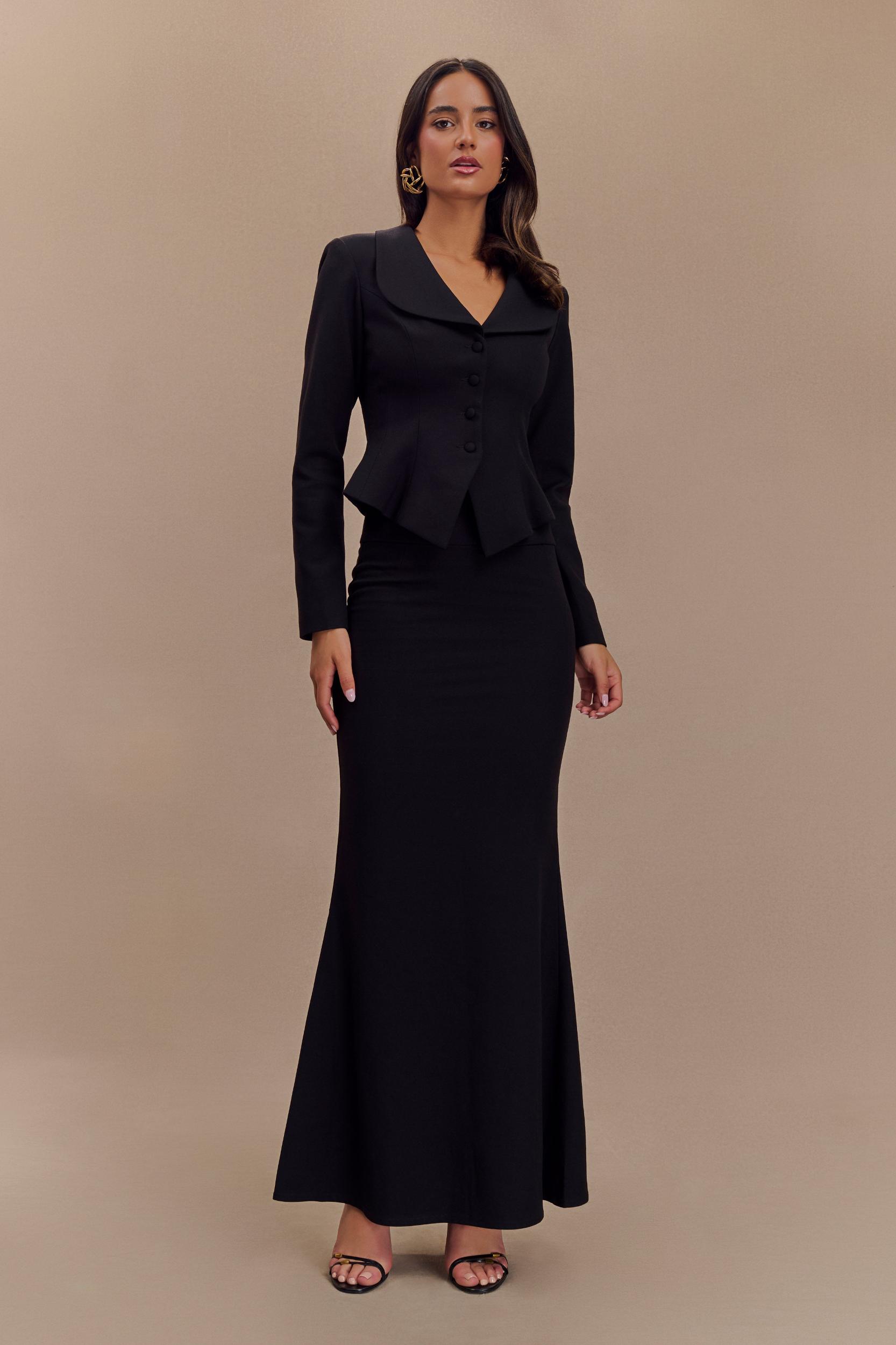 Grace Suiting Maxi Skirt - Black Product Image