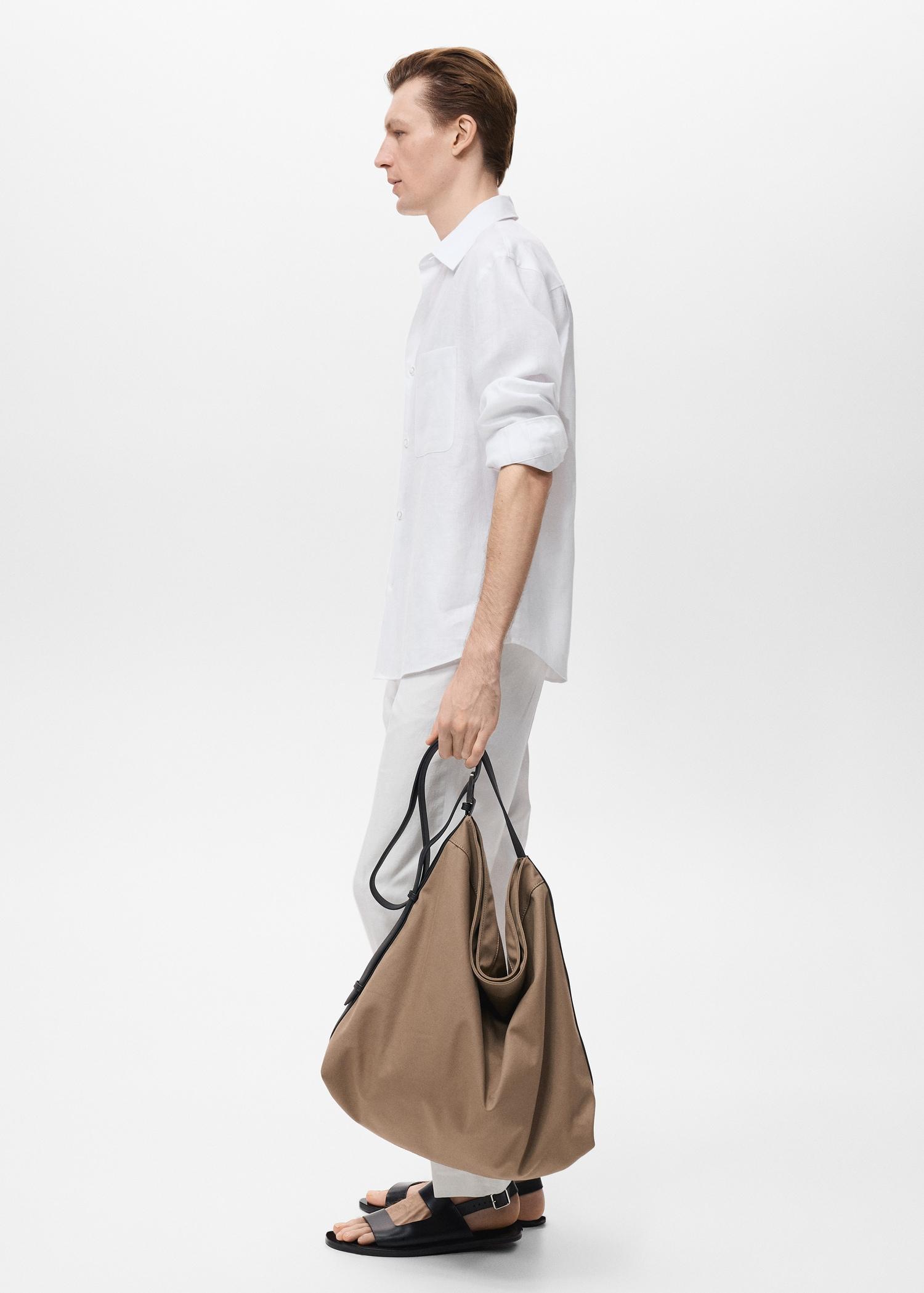 100% linen shirt with pocket - Men | MANGO USA Product Image