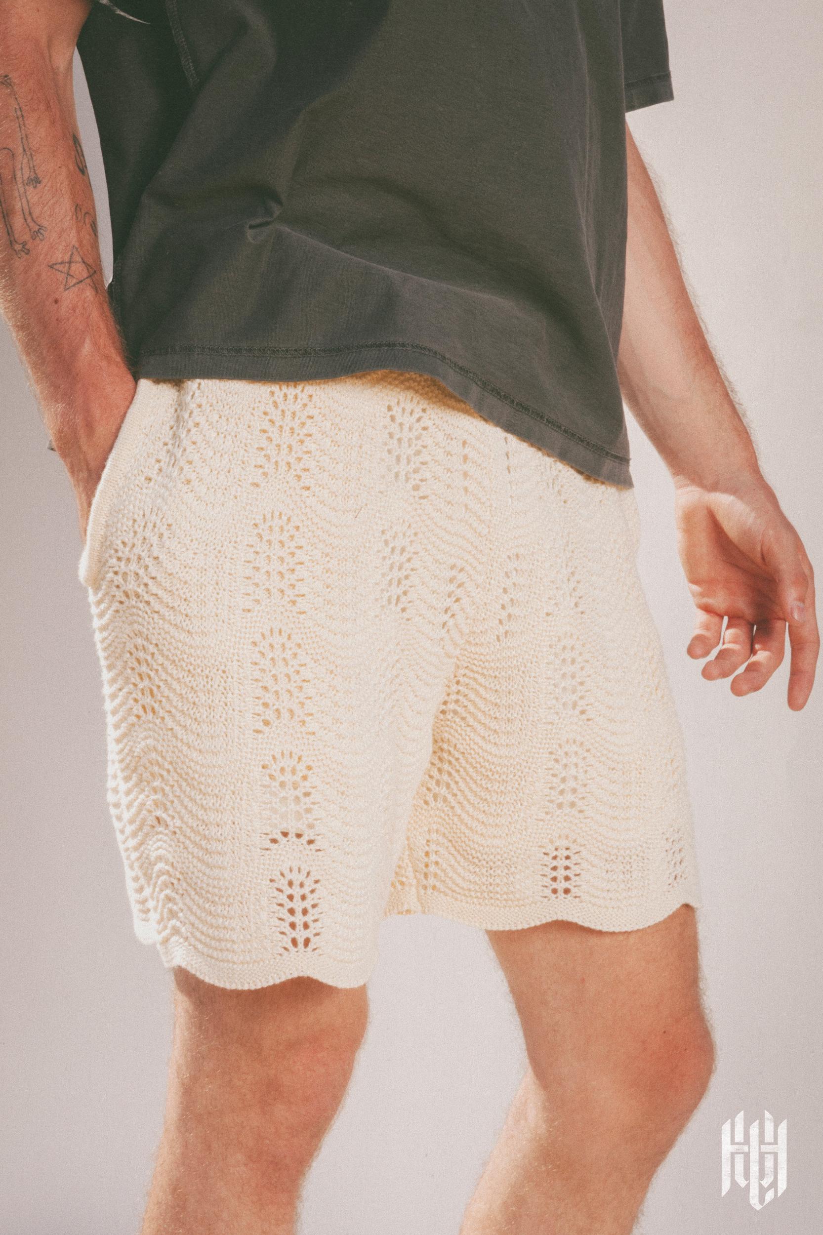 Knitted Wave Shorts - Cream Product Image